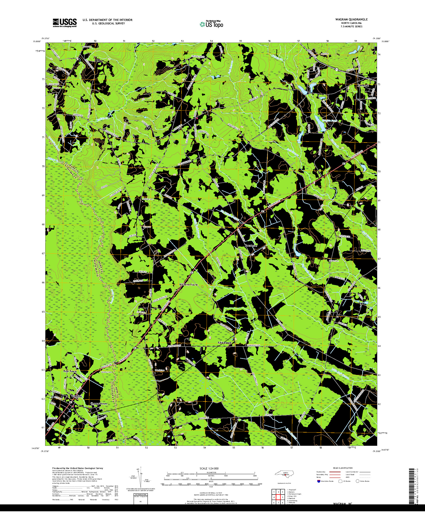 USGS US TOPO 7.5-MINUTE MAP FOR WAGRAM, NC 2019