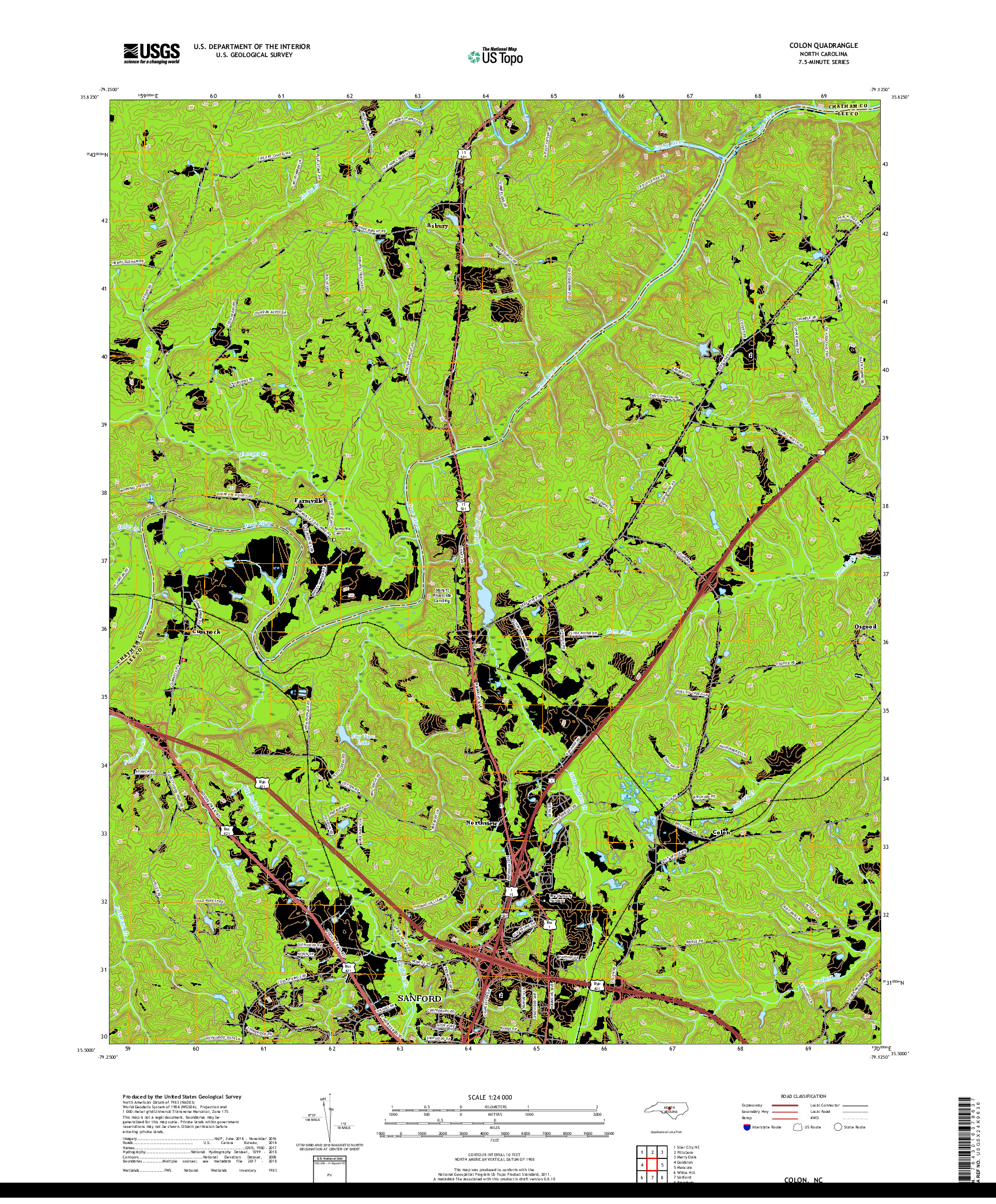 USGS US TOPO 7.5-MINUTE MAP FOR COLON, NC 2019