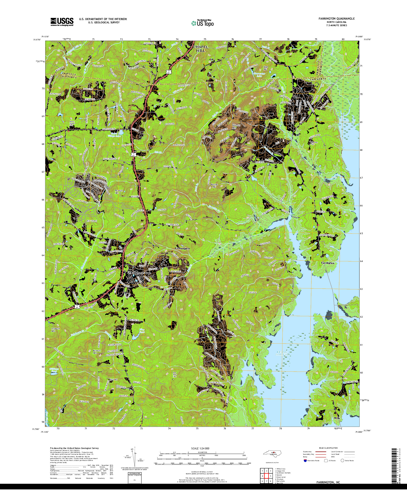 USGS US TOPO 7.5-MINUTE MAP FOR FARRINGTON, NC 2019