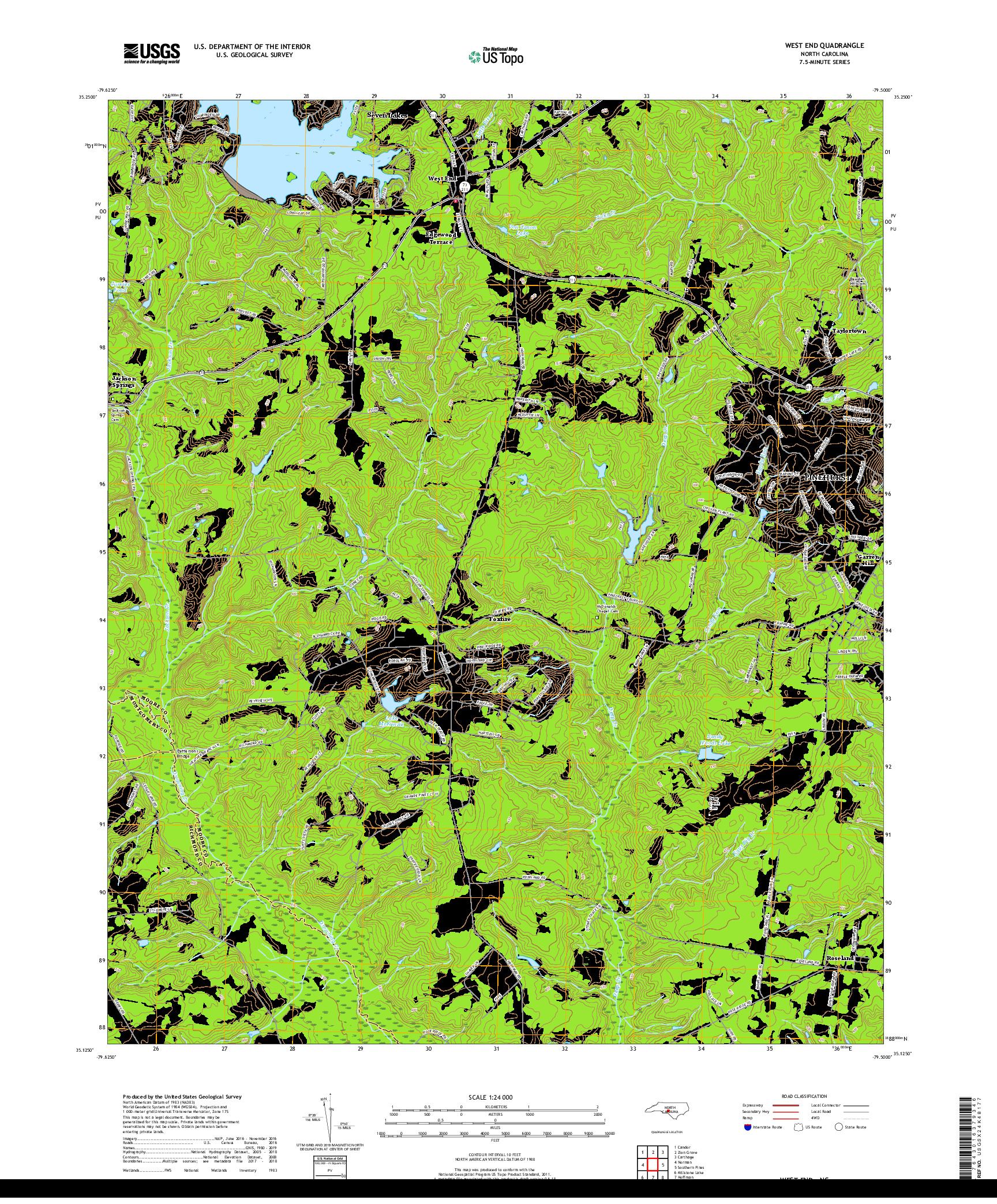 USGS US TOPO 7.5-MINUTE MAP FOR WEST END, NC 2019