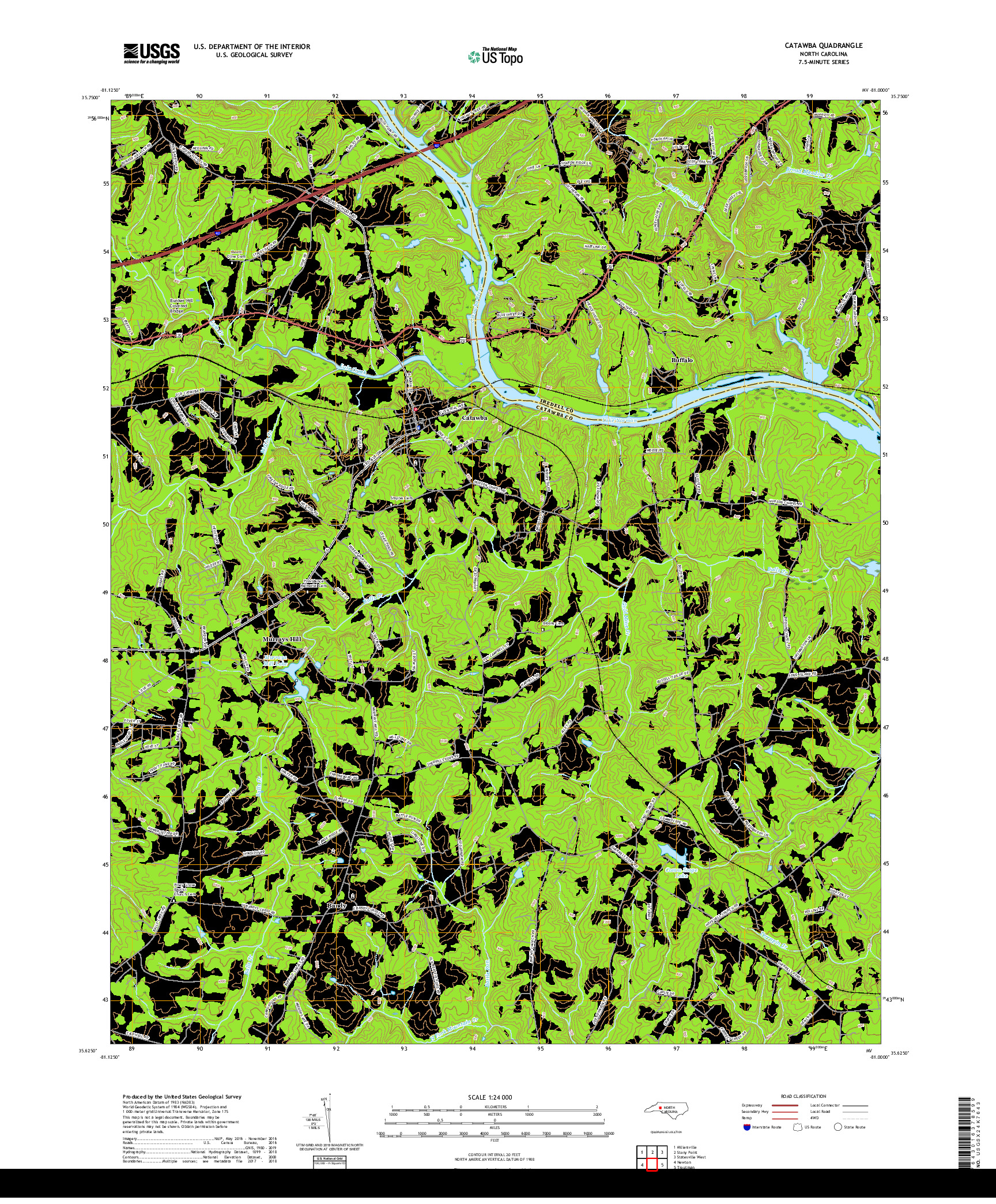 USGS US TOPO 7.5-MINUTE MAP FOR CATAWBA, NC 2019