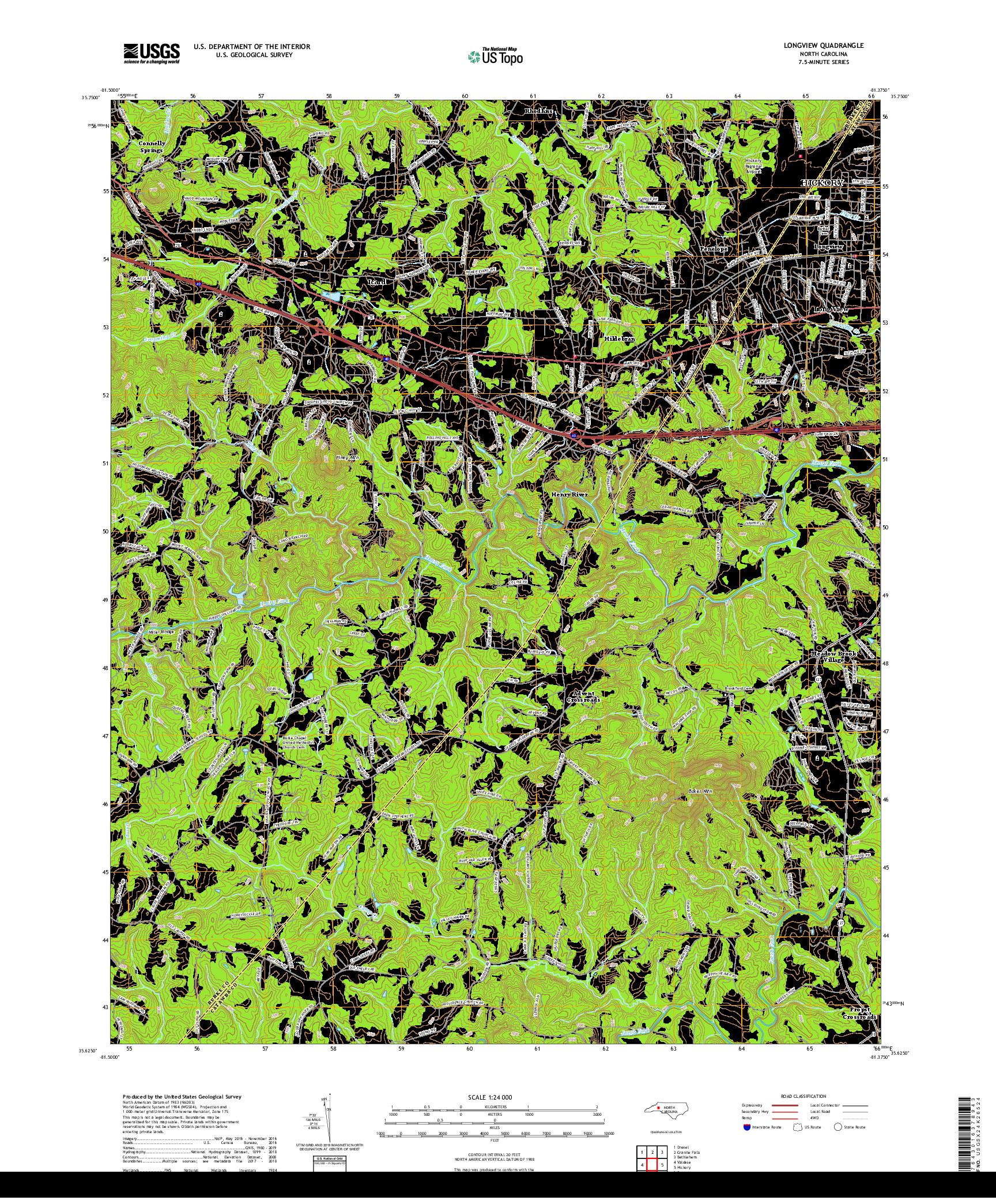 USGS US TOPO 7.5-MINUTE MAP FOR LONGVIEW, NC 2019