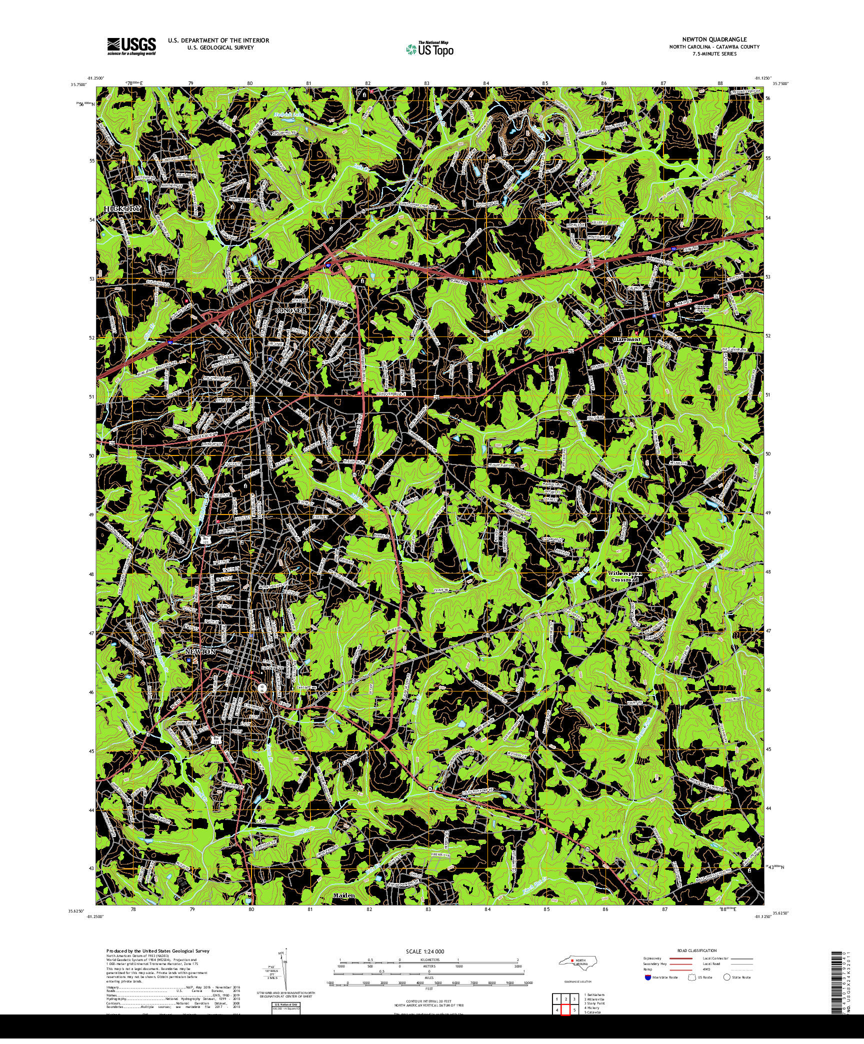 USGS US TOPO 7.5-MINUTE MAP FOR NEWTON, NC 2019