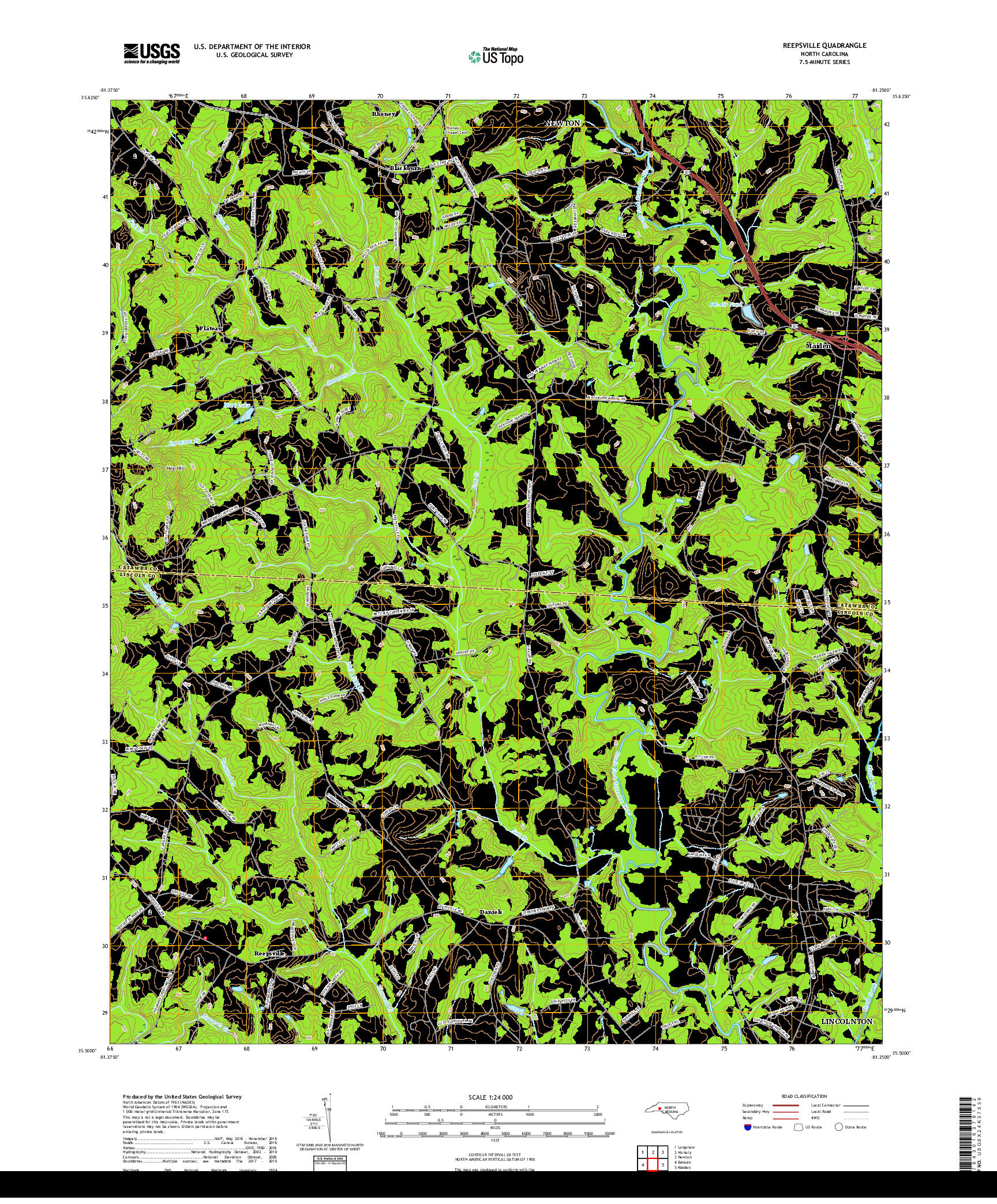 USGS US TOPO 7.5-MINUTE MAP FOR REEPSVILLE, NC 2019