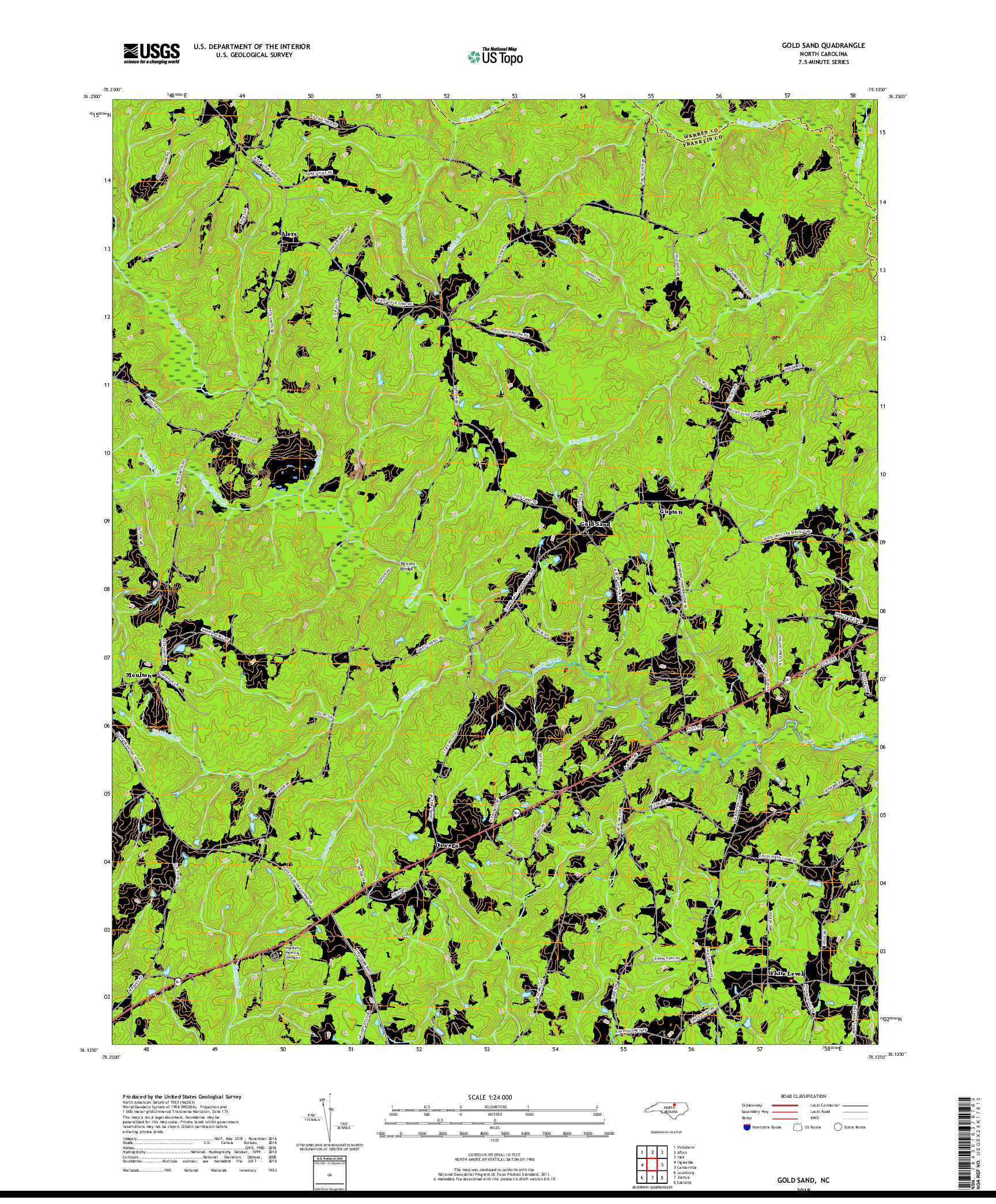 USGS US TOPO 7.5-MINUTE MAP FOR GOLD SAND, NC 2019