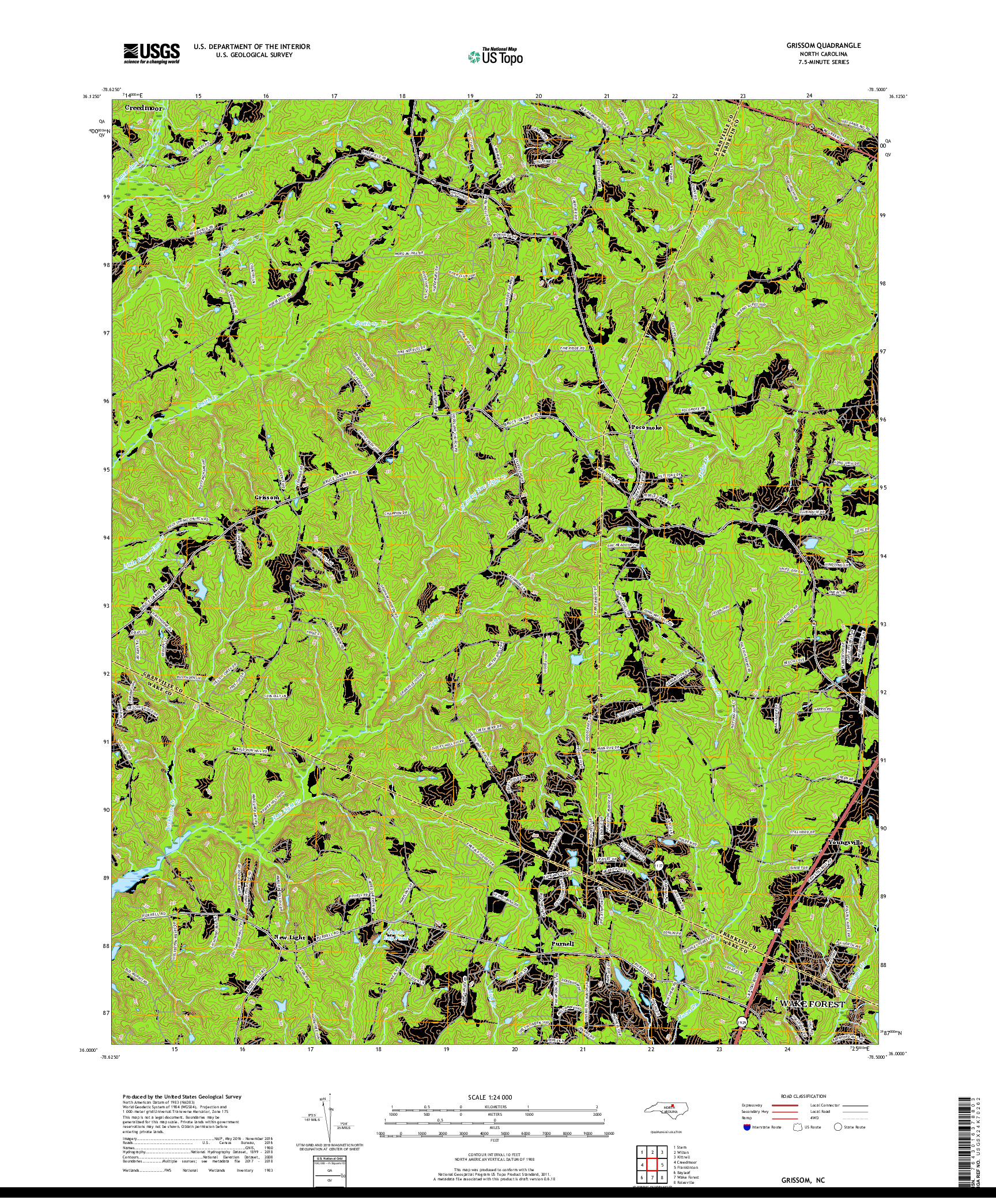 USGS US TOPO 7.5-MINUTE MAP FOR GRISSOM, NC 2019