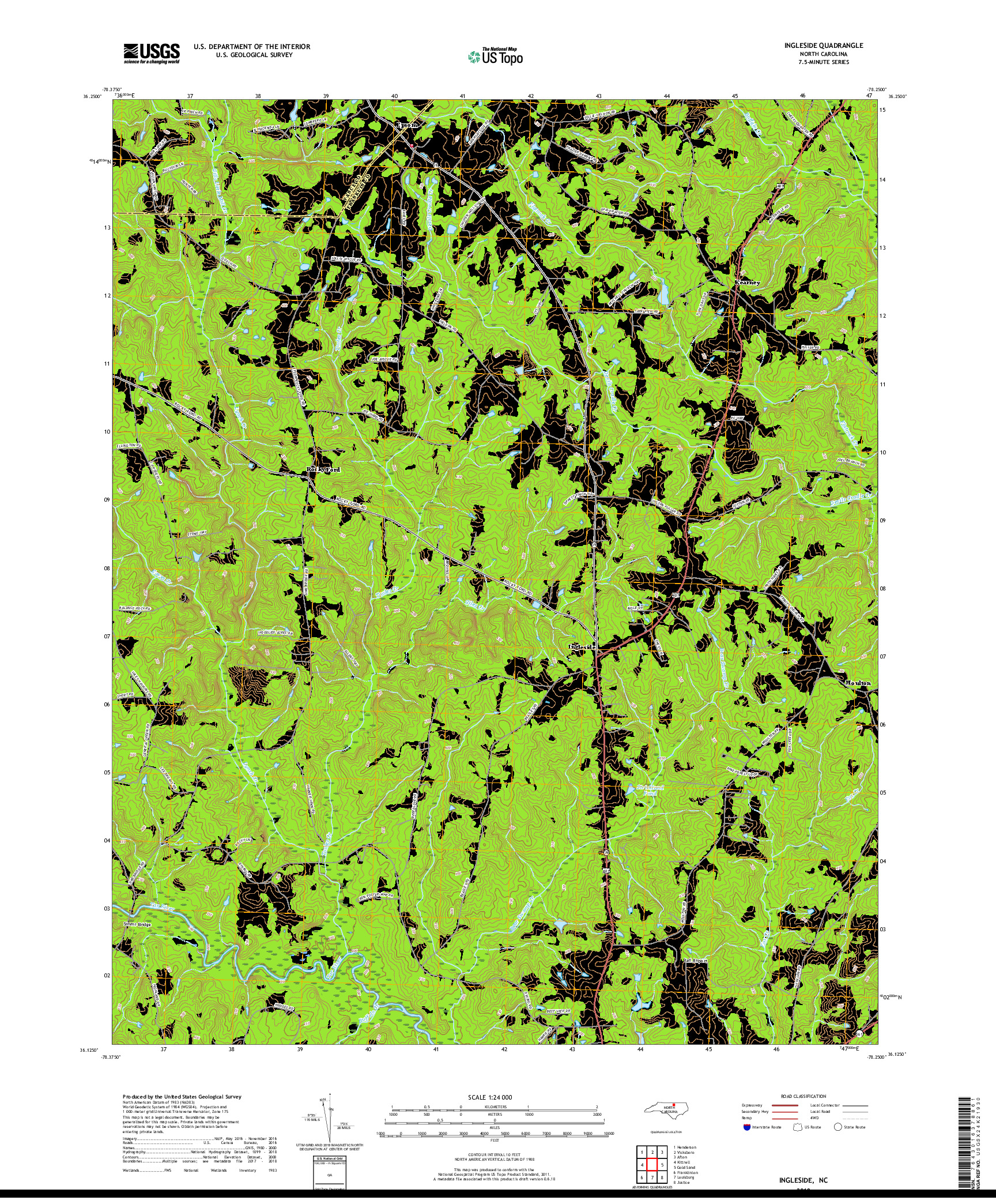 USGS US TOPO 7.5-MINUTE MAP FOR INGLESIDE, NC 2019