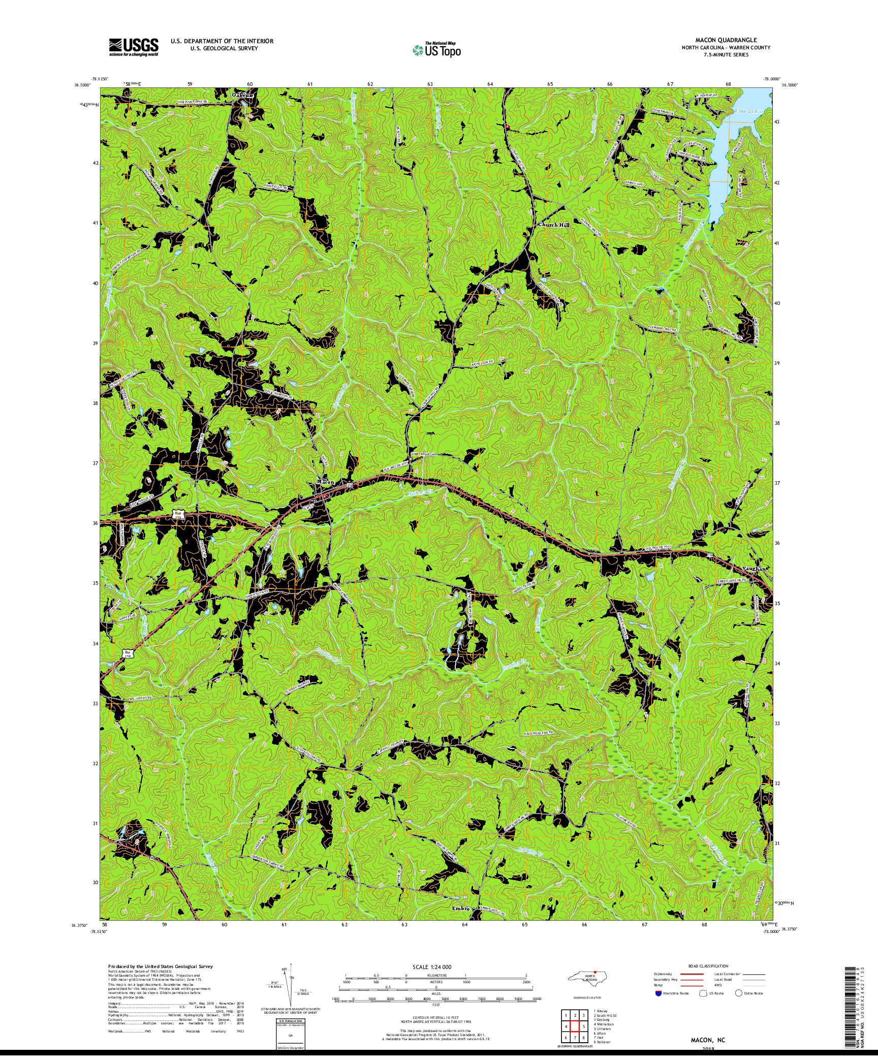 USGS US TOPO 7.5-MINUTE MAP FOR MACON, NC 2019