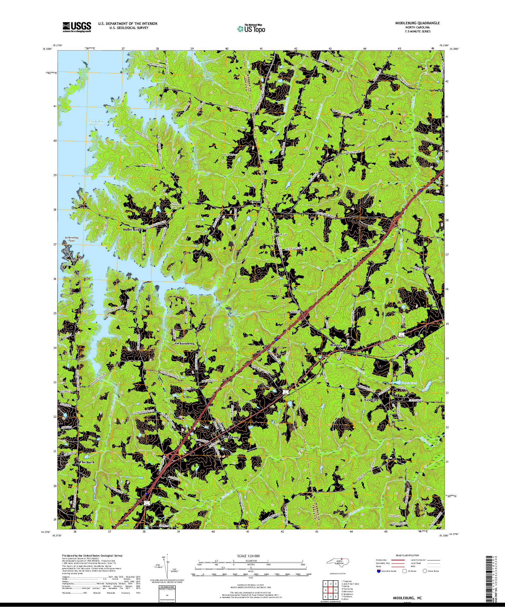 USGS US TOPO 7.5-MINUTE MAP FOR MIDDLEBURG, NC 2019