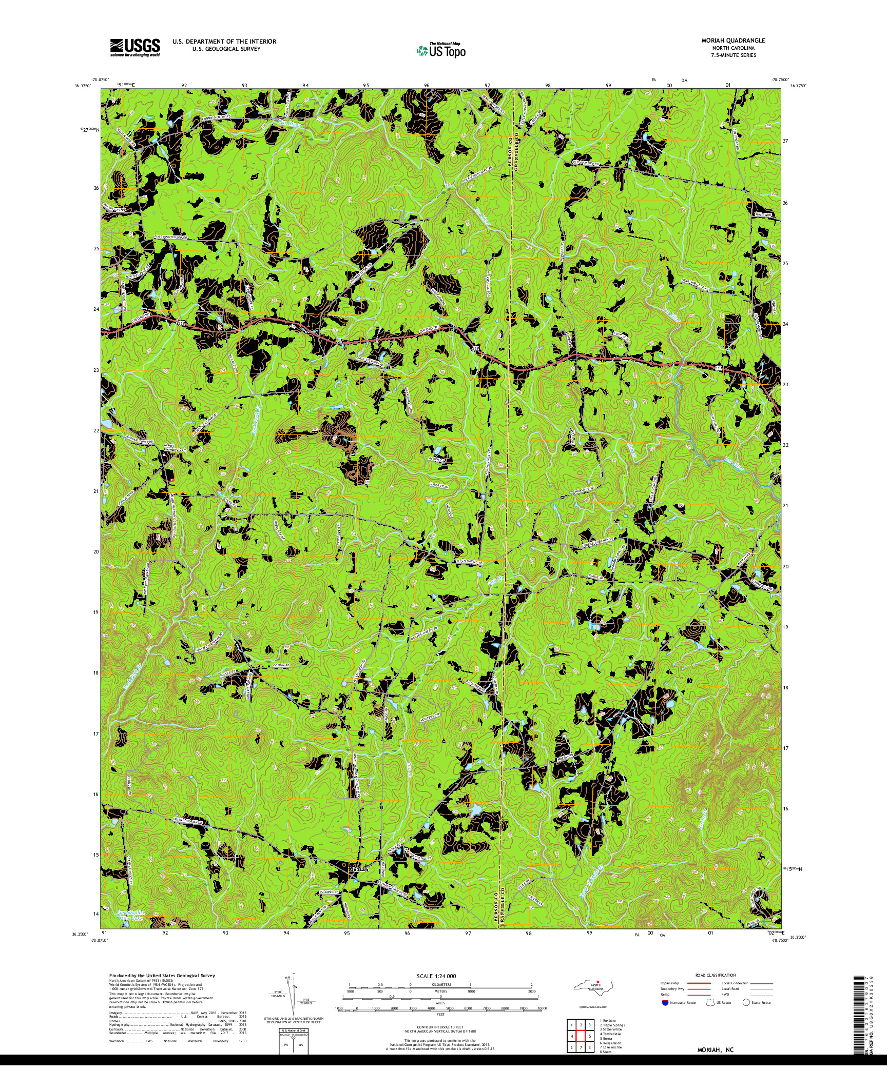 USGS US TOPO 7.5-MINUTE MAP FOR MORIAH, NC 2019