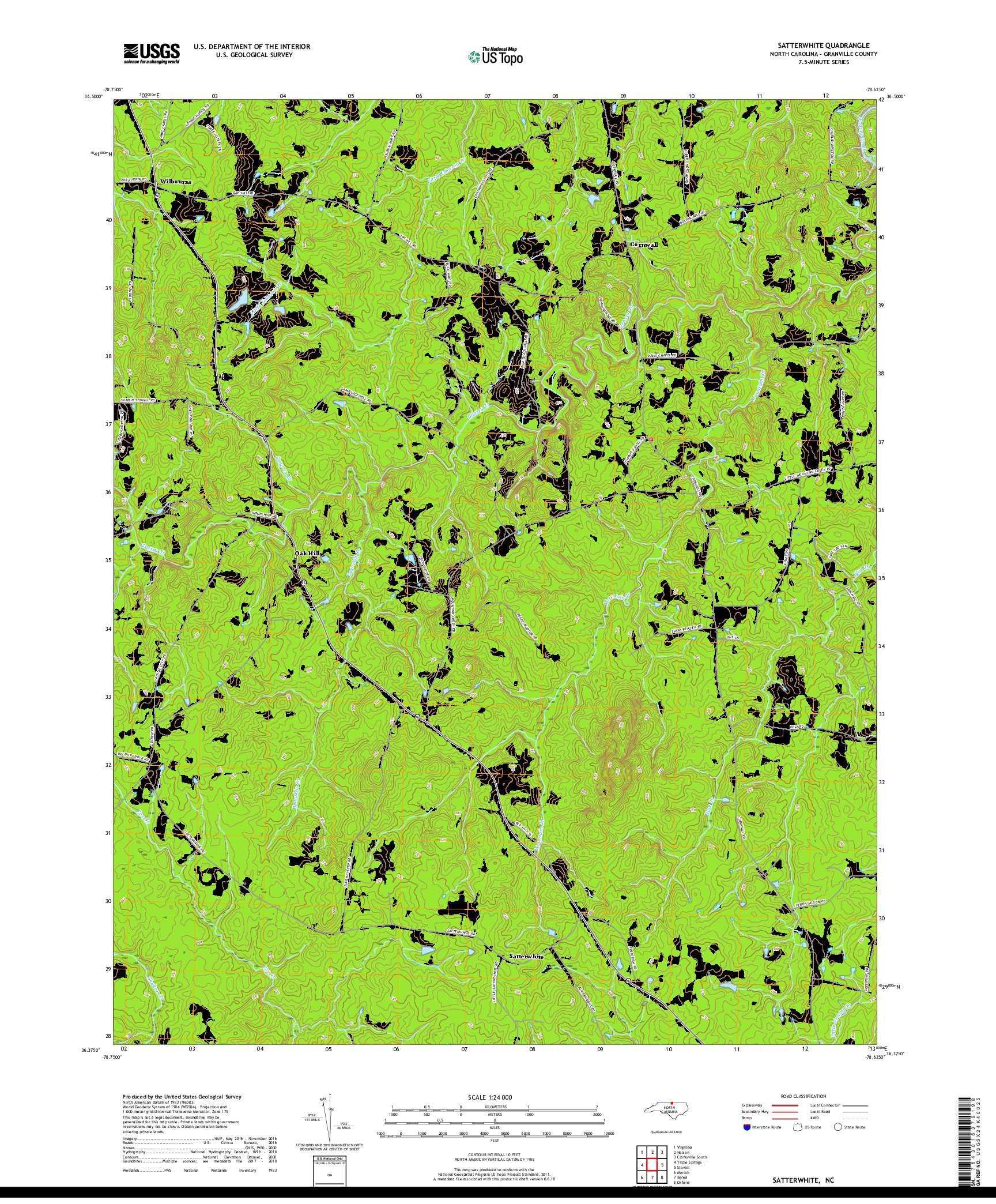 USGS US TOPO 7.5-MINUTE MAP FOR SATTERWHITE, NC 2019