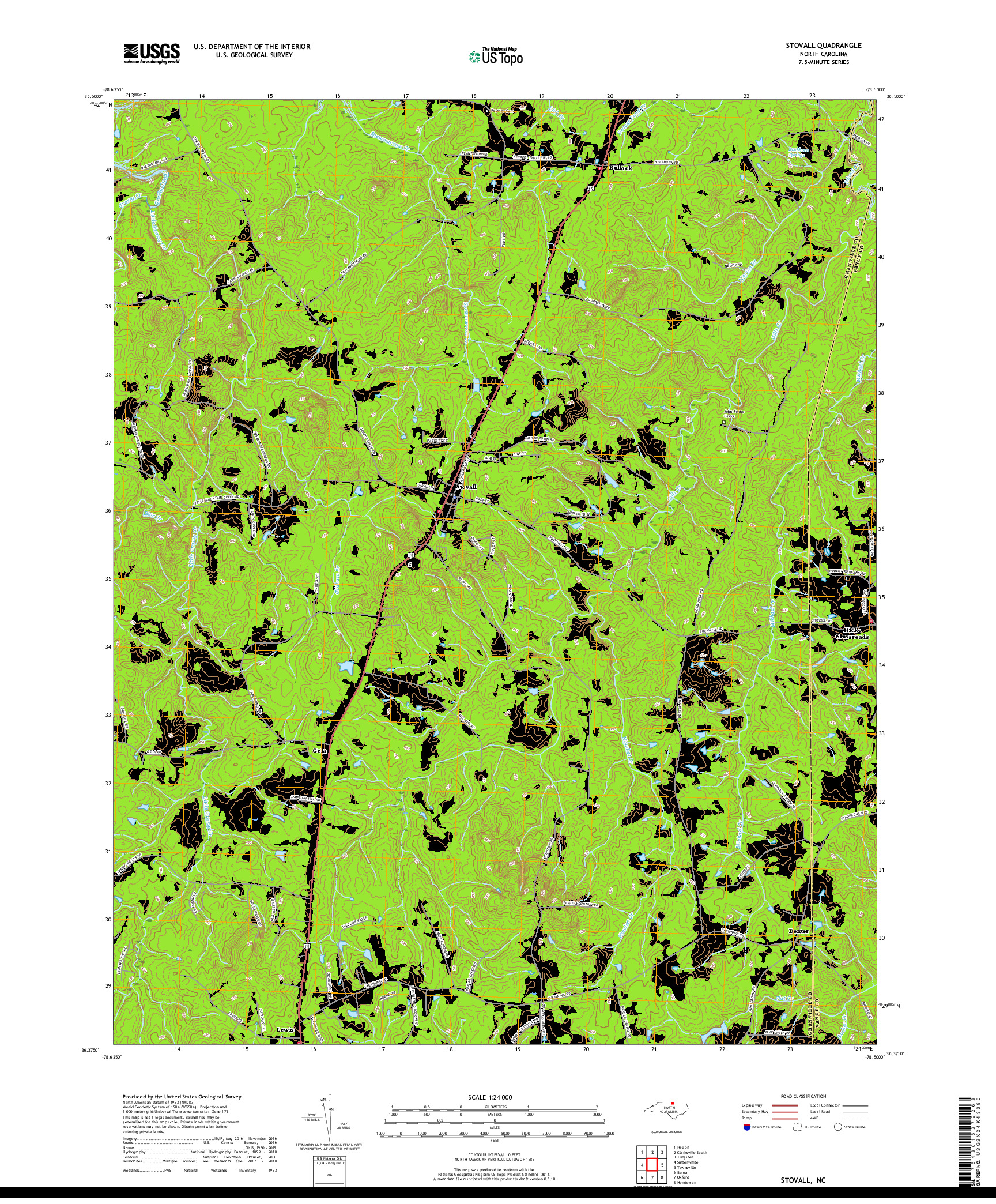 USGS US TOPO 7.5-MINUTE MAP FOR STOVALL, NC 2019