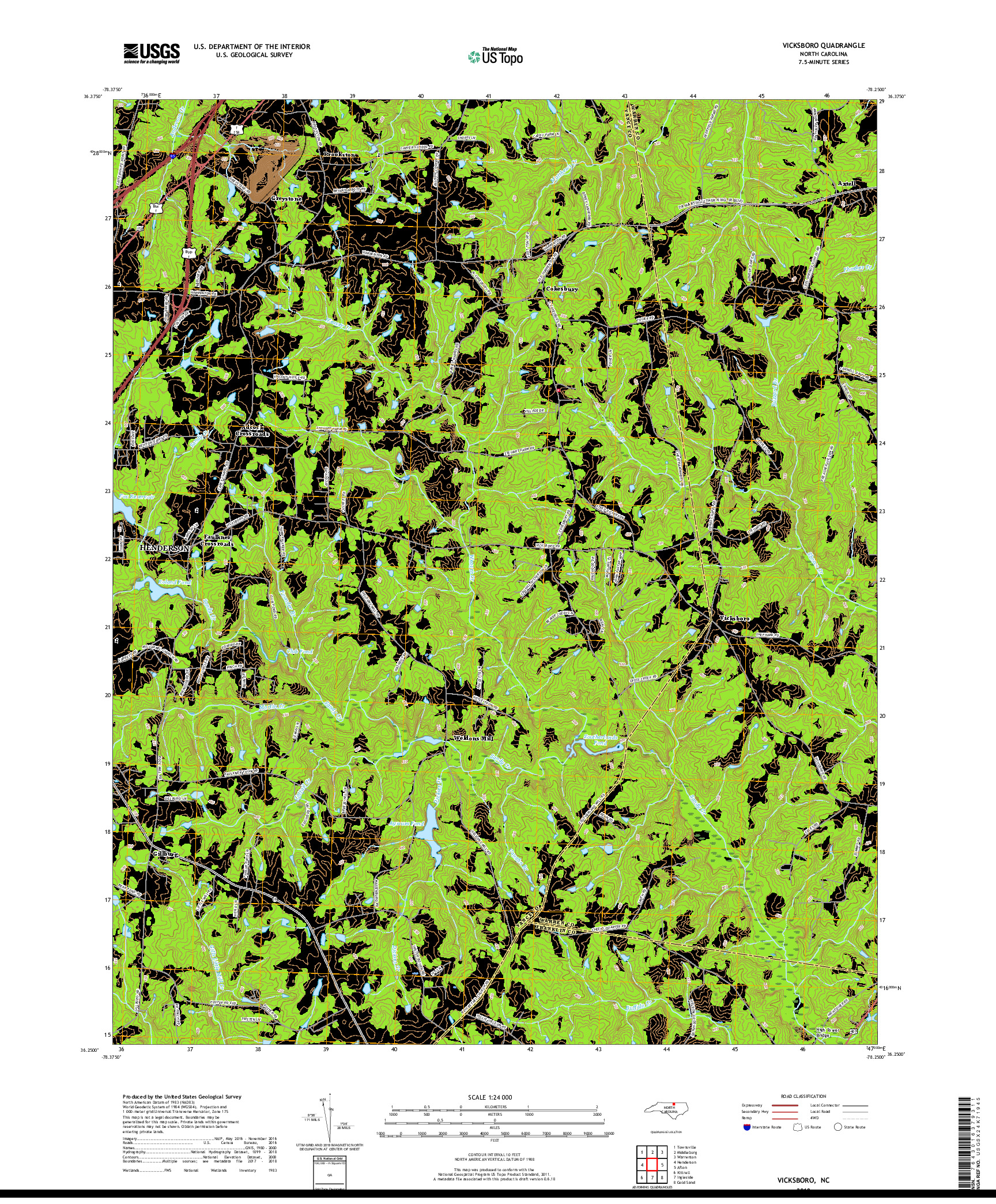 USGS US TOPO 7.5-MINUTE MAP FOR VICKSBORO, NC 2019