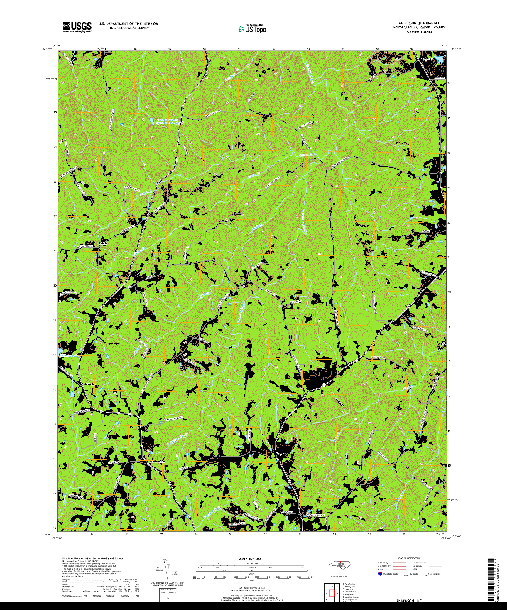 USGS US TOPO 7.5-MINUTE MAP FOR ANDERSON, NC 2019