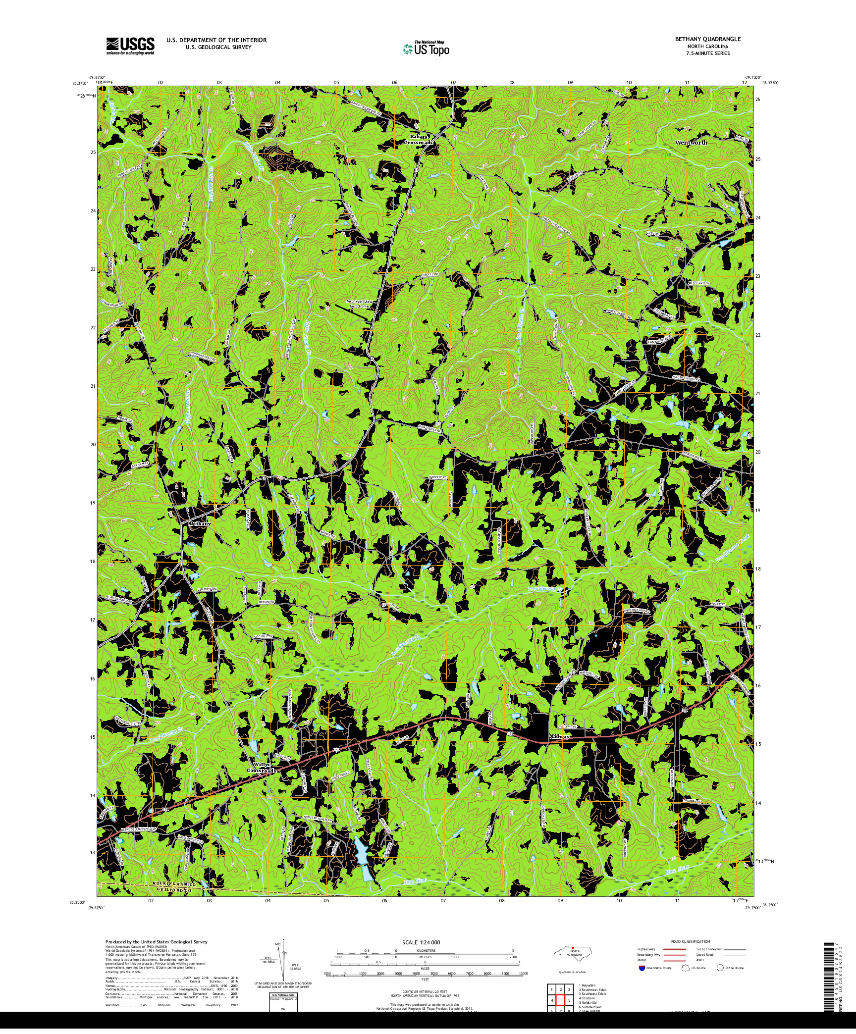 USGS US TOPO 7.5-MINUTE MAP FOR BETHANY, NC 2019