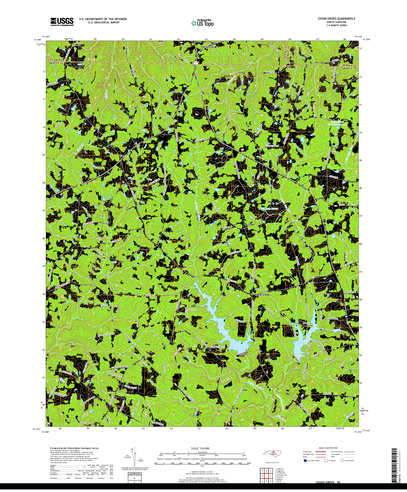 USGS US TOPO 7.5-MINUTE MAP FOR CEDAR GROVE, NC 2019