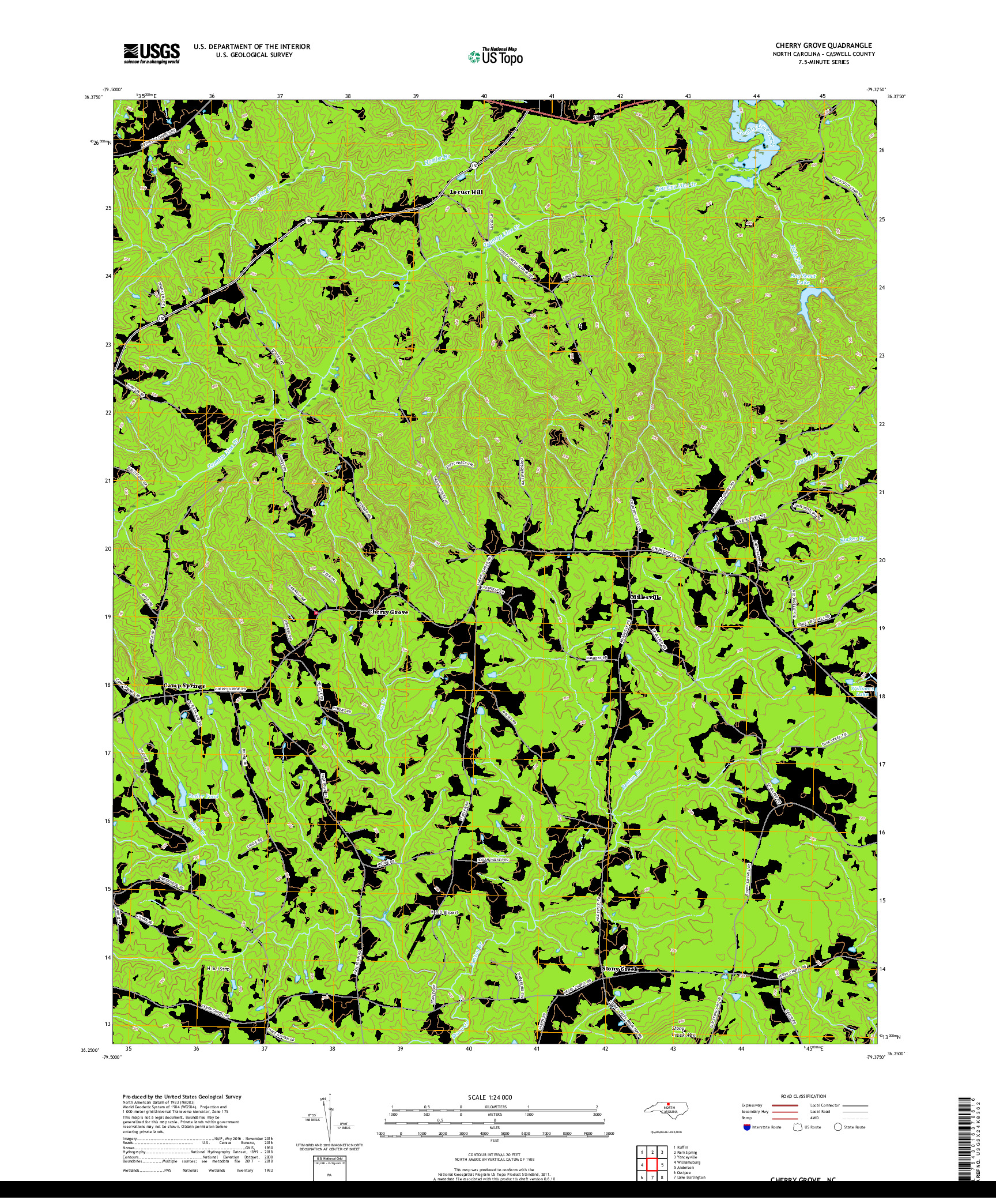 USGS US TOPO 7.5-MINUTE MAP FOR CHERRY GROVE, NC 2019