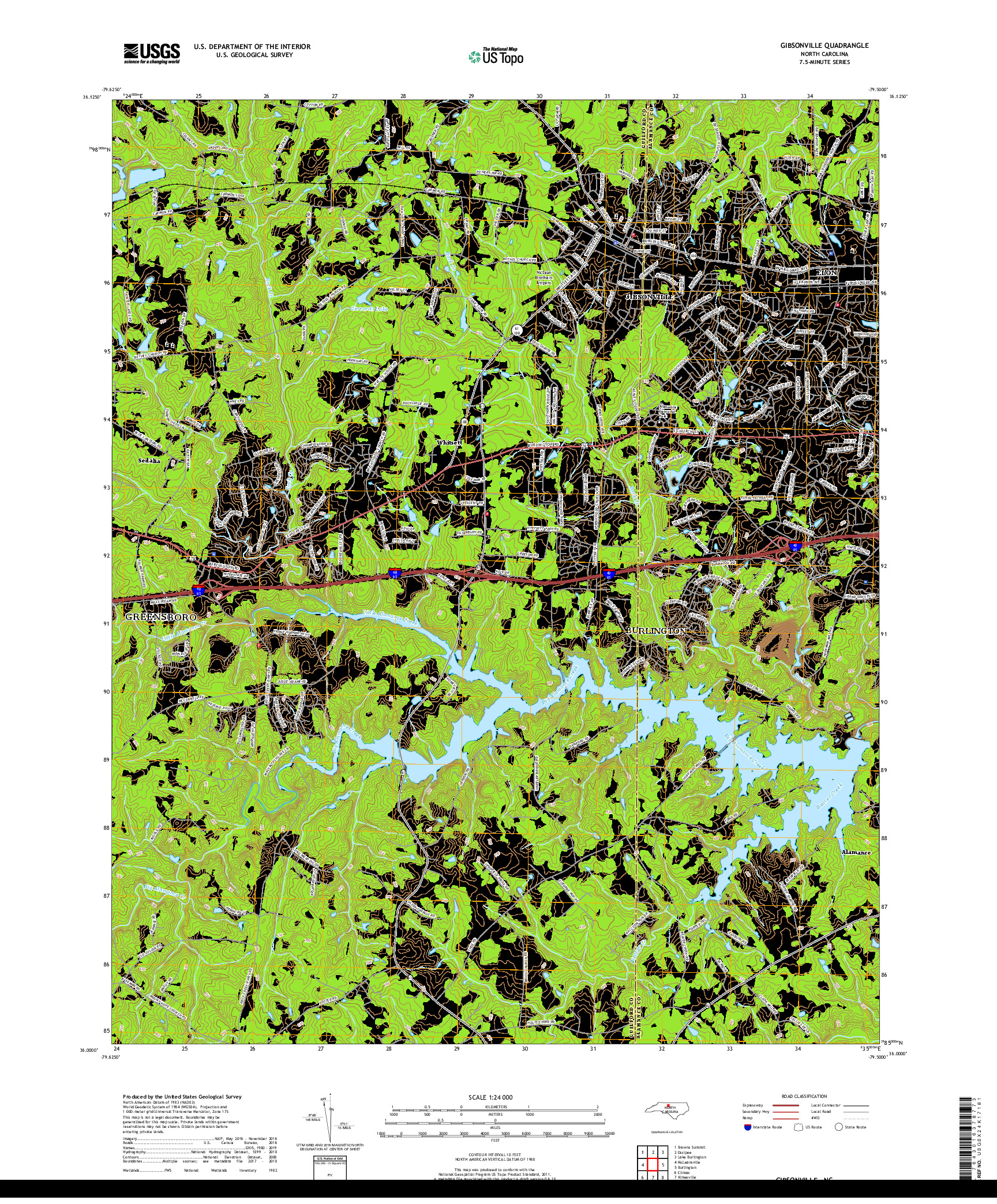 USGS US TOPO 7.5-MINUTE MAP FOR GIBSONVILLE, NC 2019