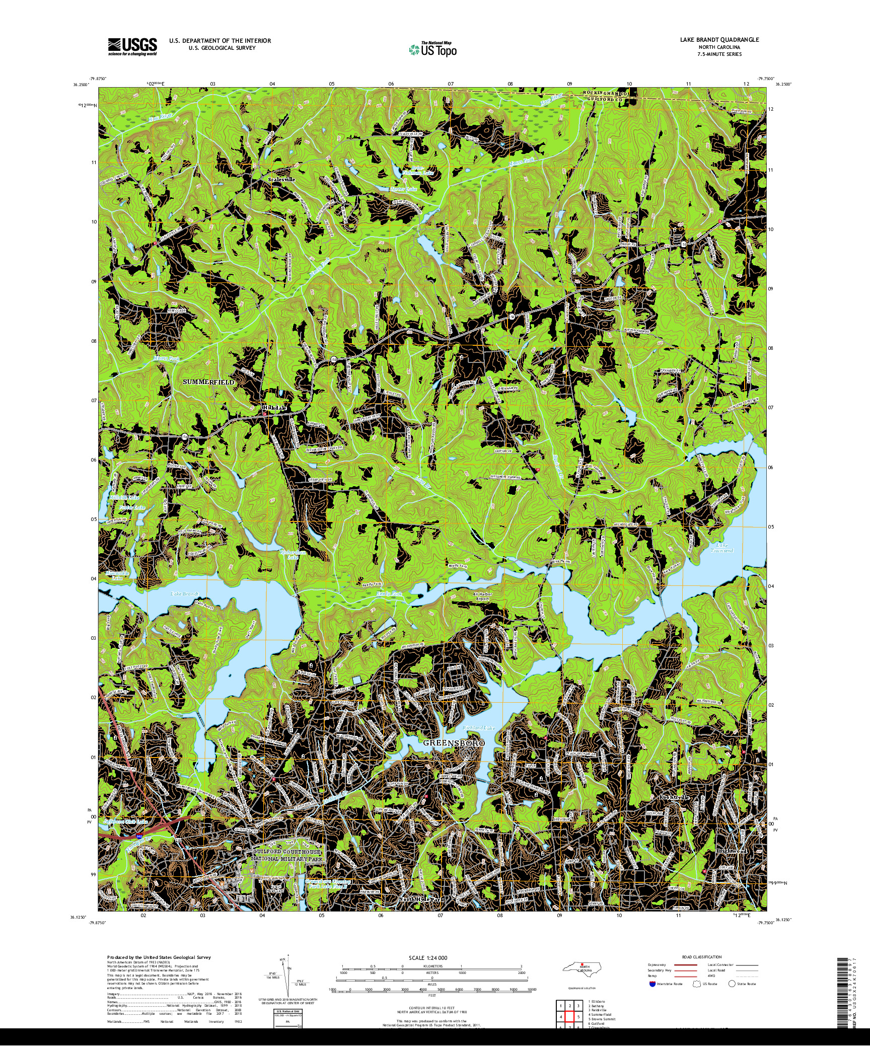 USGS US TOPO 7.5-MINUTE MAP FOR LAKE BRANDT, NC 2019
