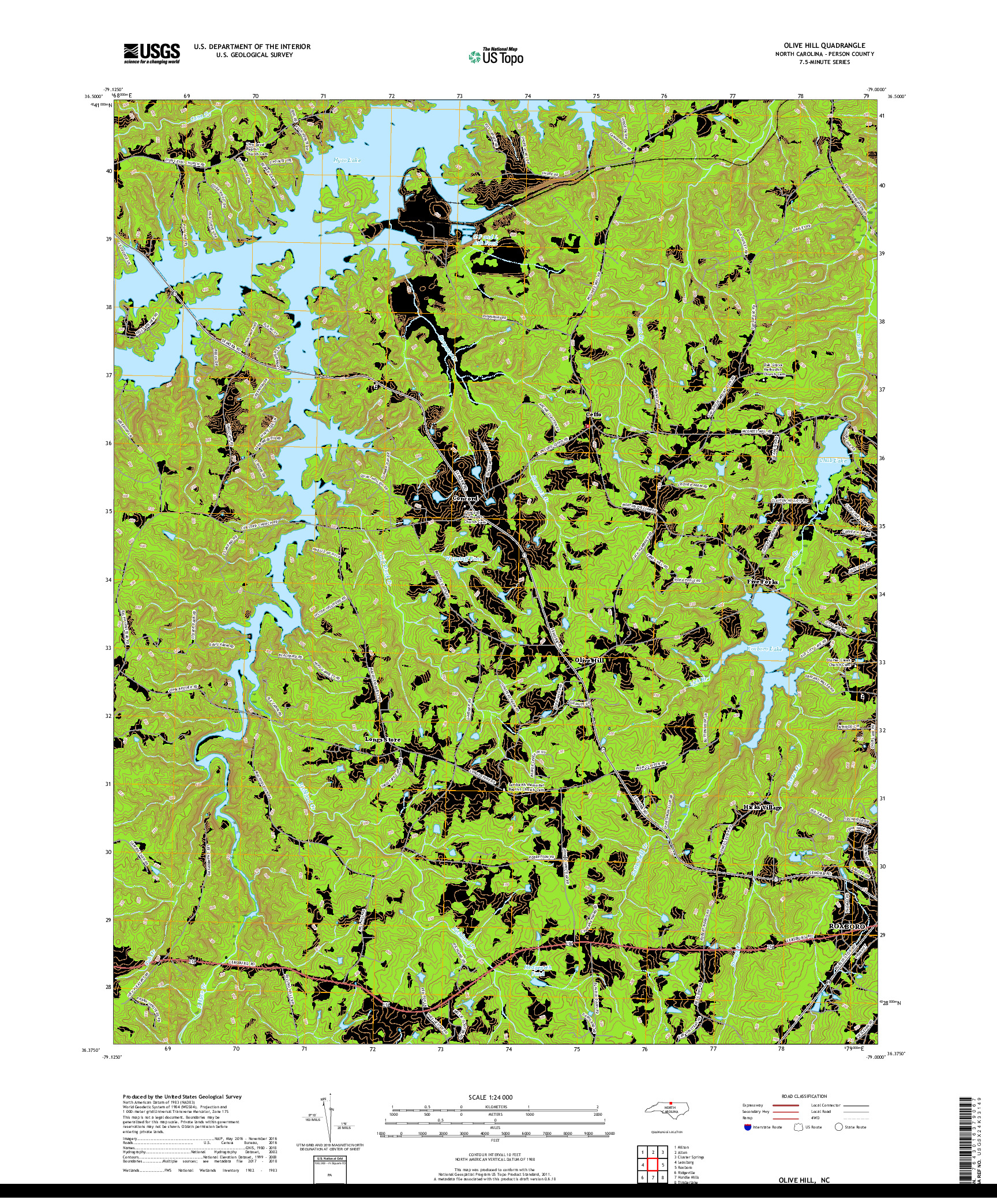USGS US TOPO 7.5-MINUTE MAP FOR OLIVE HILL, NC 2019