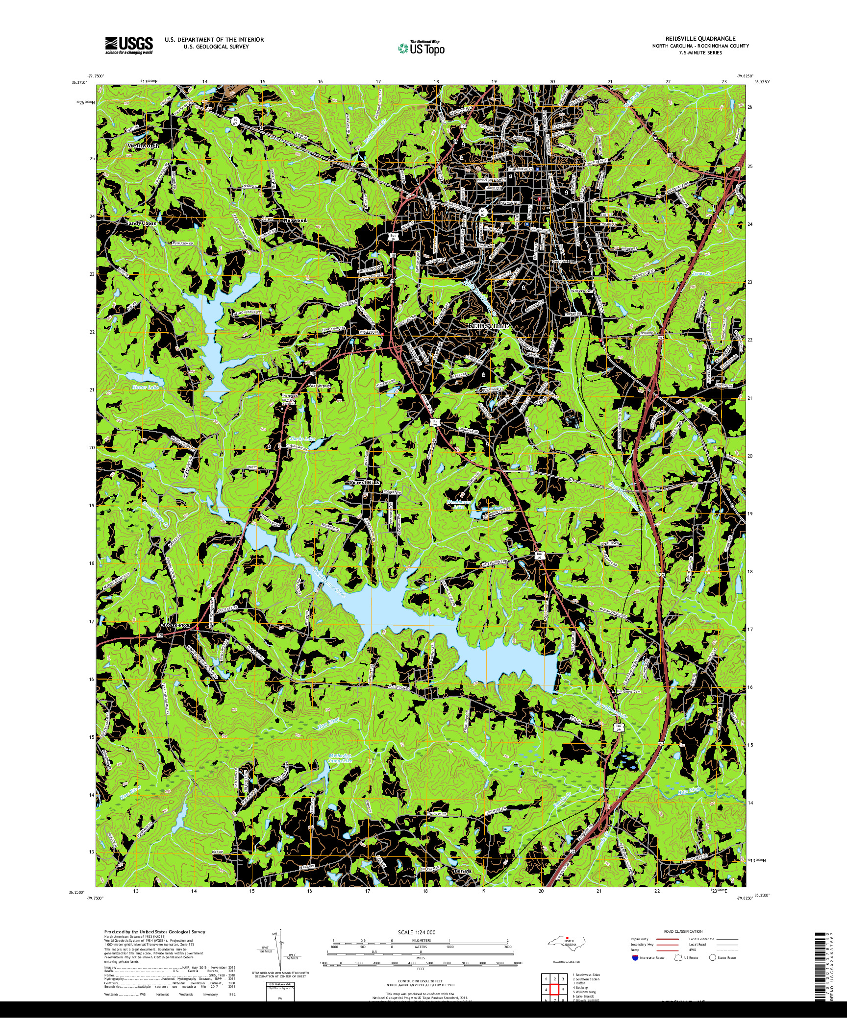 USGS US TOPO 7.5-MINUTE MAP FOR REIDSVILLE, NC 2019