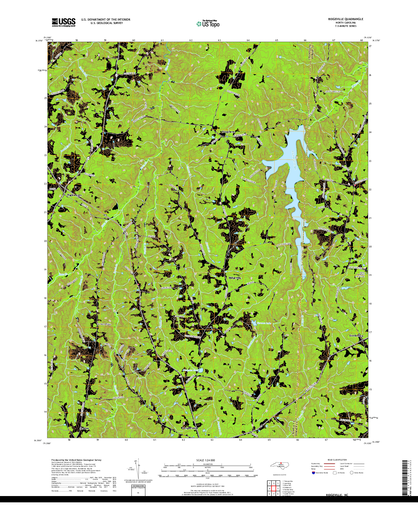 USGS US TOPO 7.5-MINUTE MAP FOR RIDGEVILLE, NC 2019