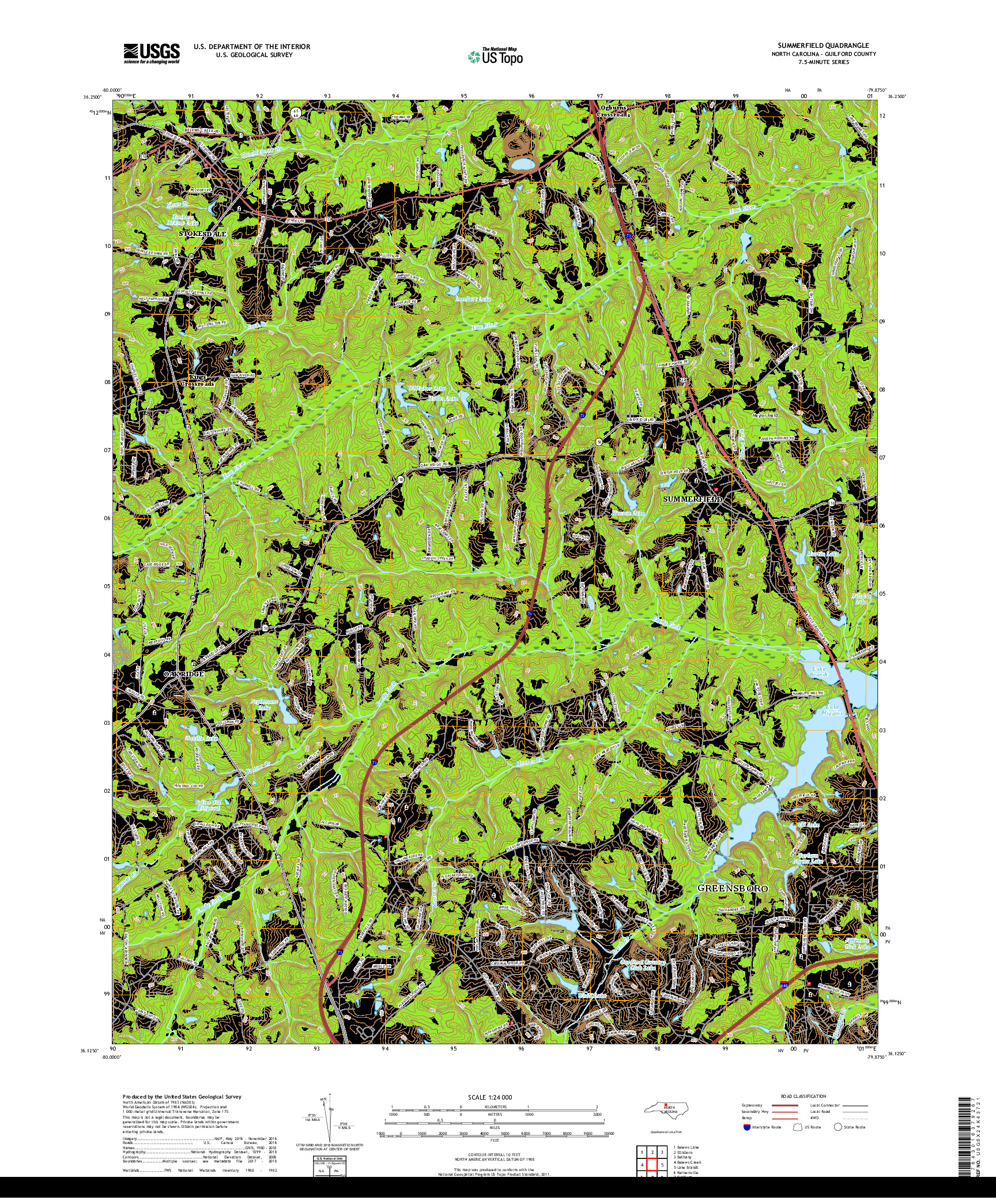 USGS US TOPO 7.5-MINUTE MAP FOR SUMMERFIELD, NC 2019