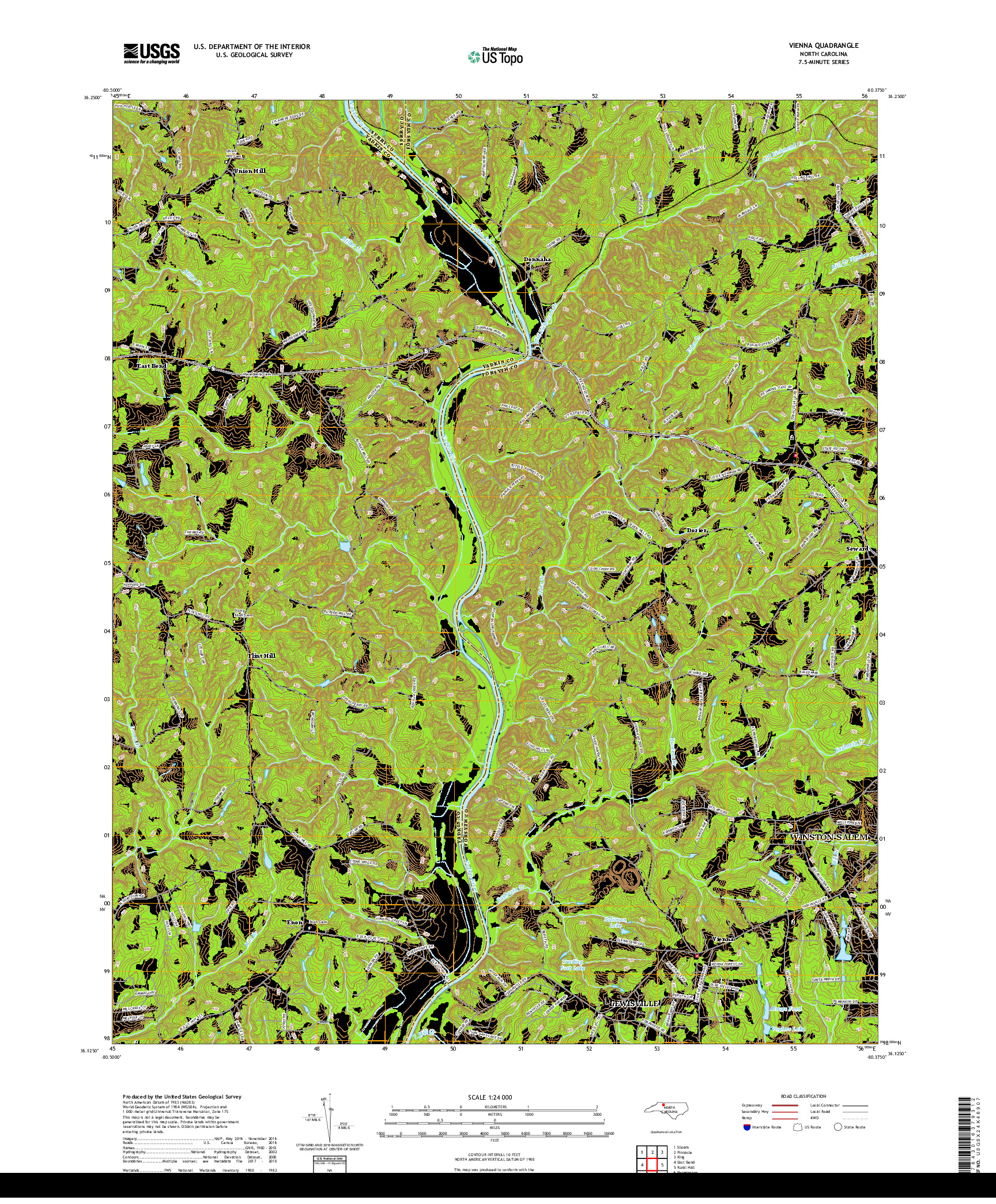 USGS US TOPO 7.5-MINUTE MAP FOR VIENNA, NC 2019