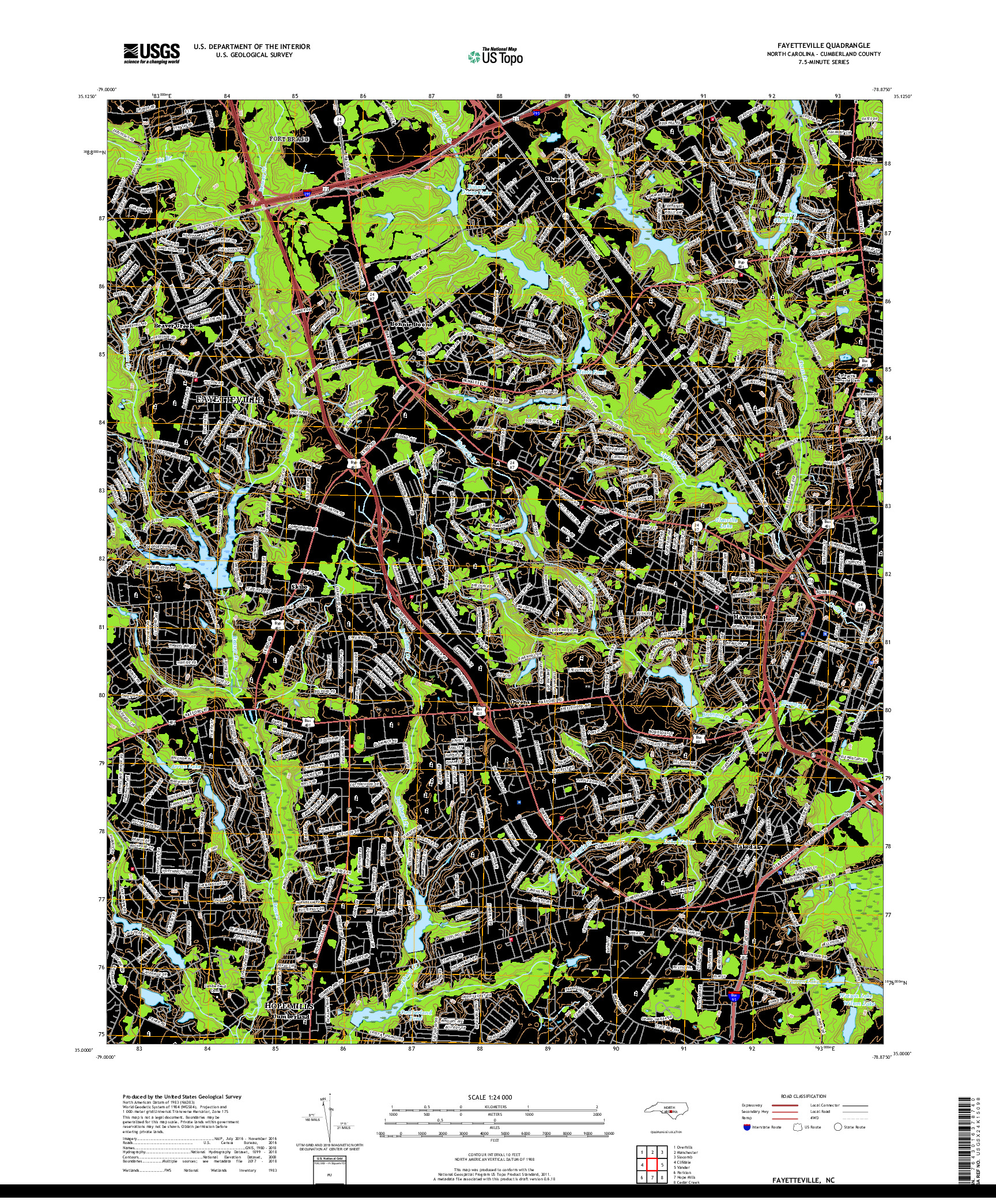 USGS US TOPO 7.5-MINUTE MAP FOR FAYETTEVILLE, NC 2019