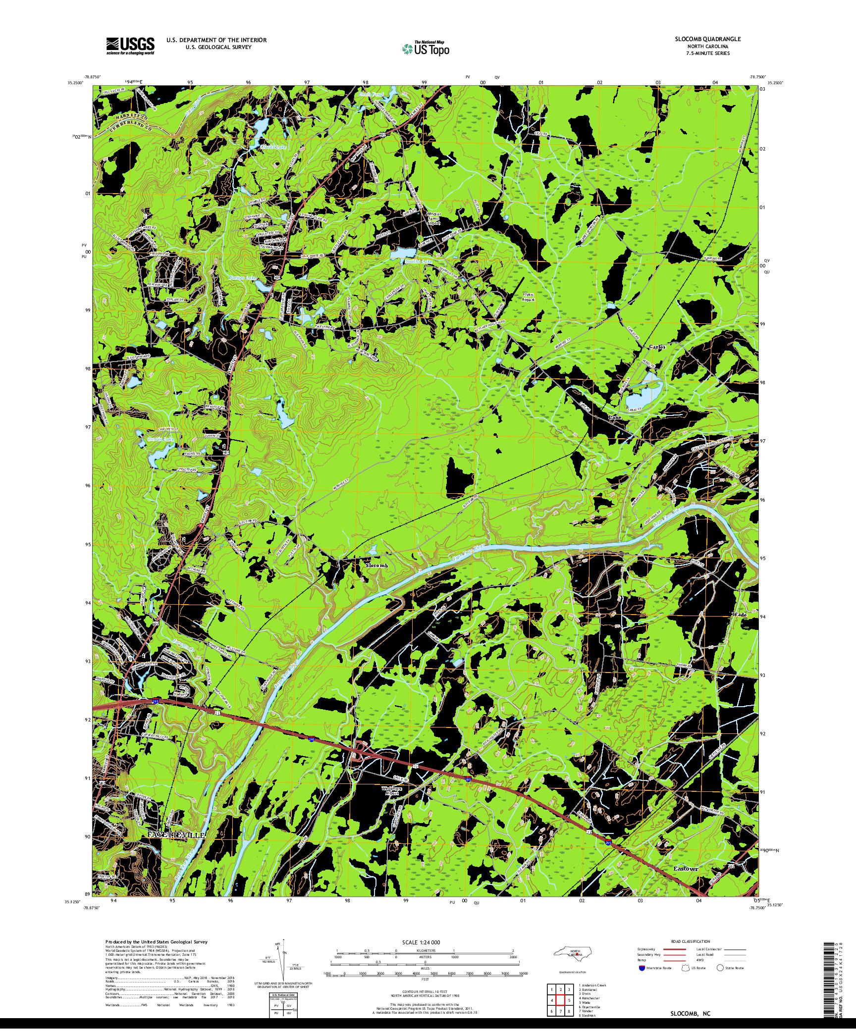 USGS US TOPO 7.5-MINUTE MAP FOR SLOCOMB, NC 2019