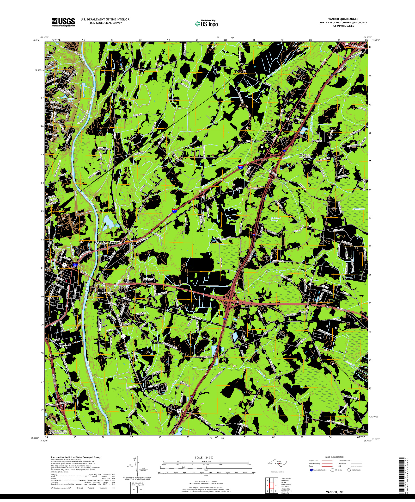 USGS US TOPO 7.5-MINUTE MAP FOR VANDER, NC 2019