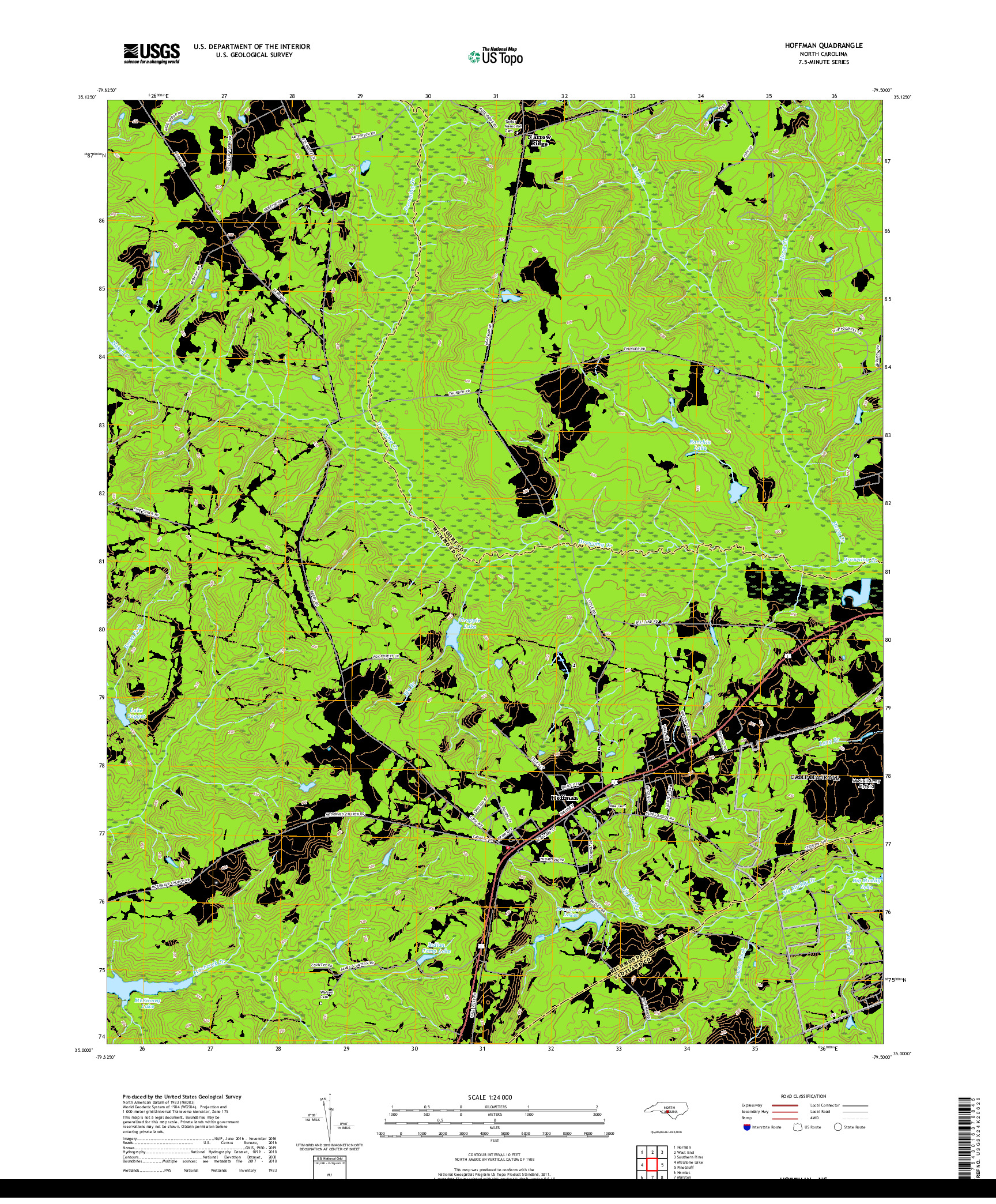 USGS US TOPO 7.5-MINUTE MAP FOR HOFFMAN, NC 2019