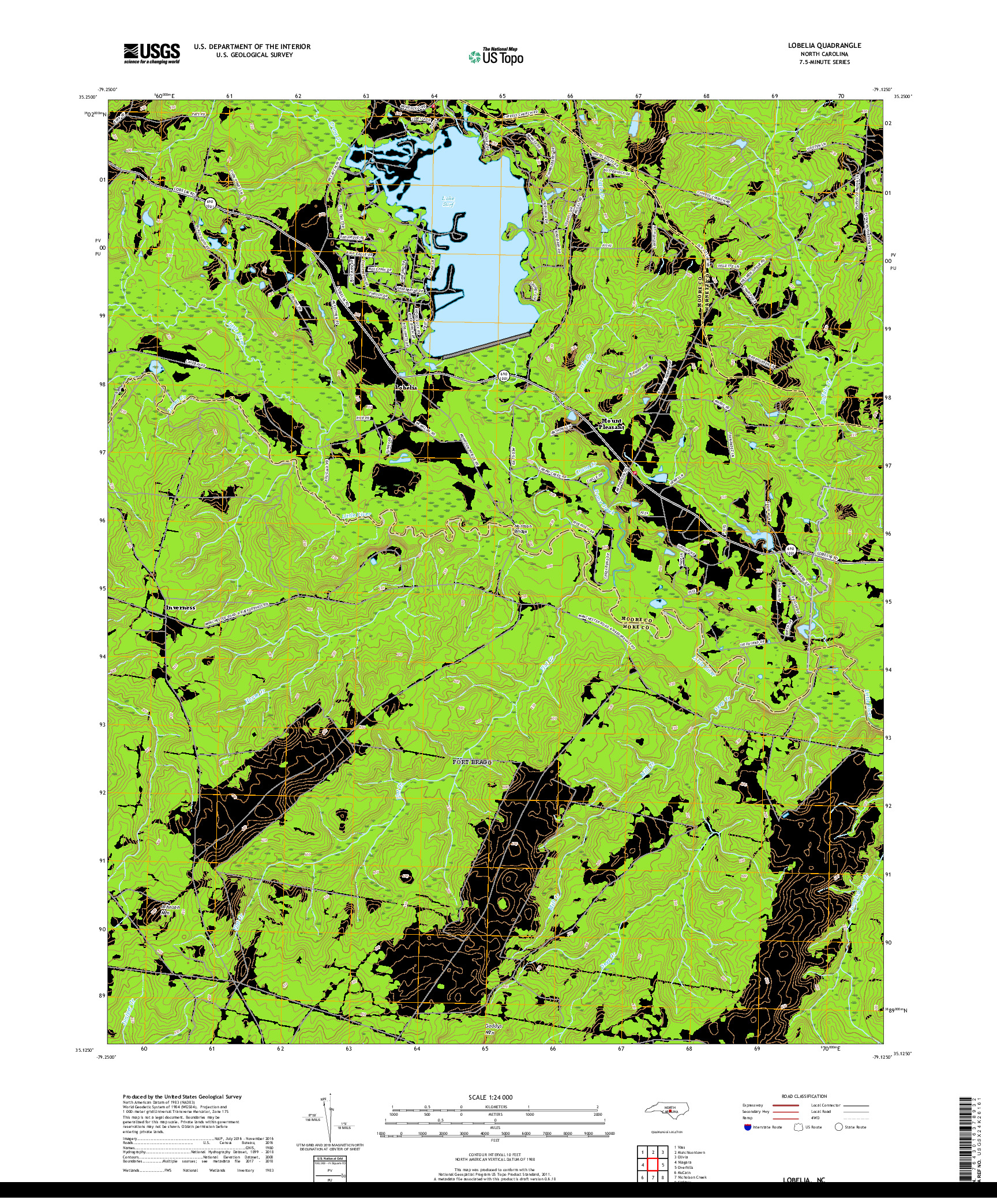 USGS US TOPO 7.5-MINUTE MAP FOR LOBELIA, NC 2019