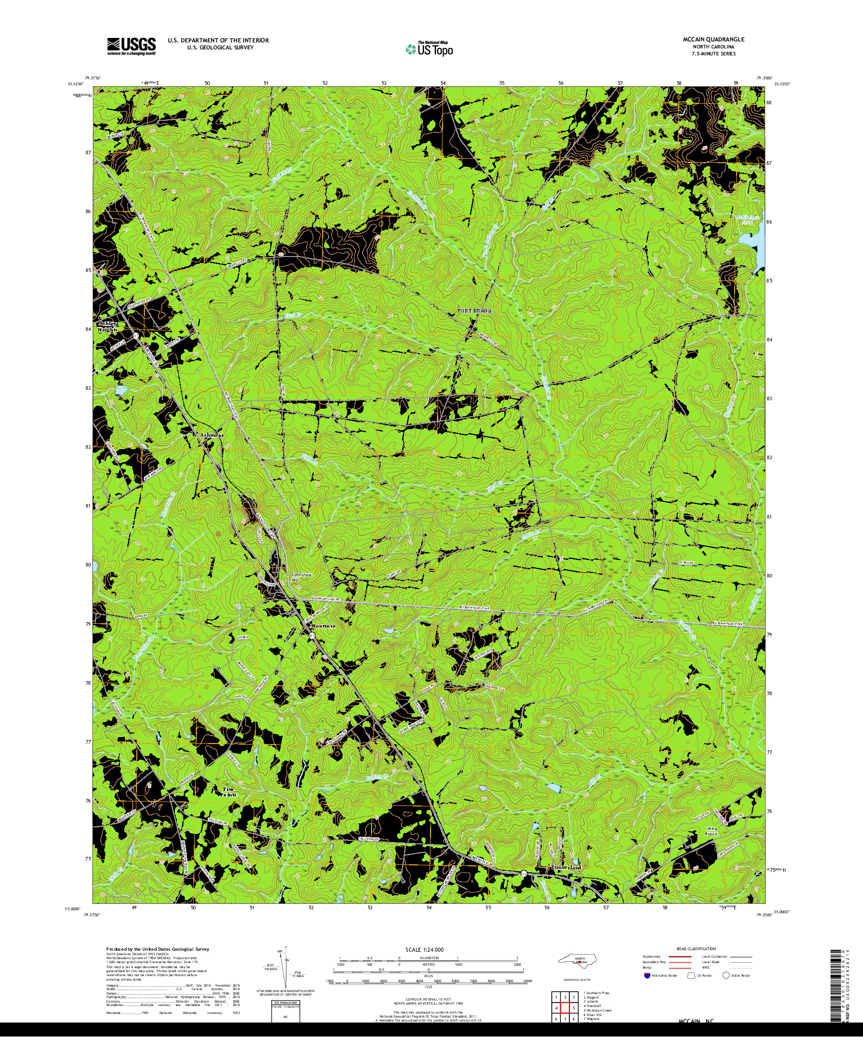 USGS US TOPO 7.5-MINUTE MAP FOR MCCAIN, NC 2019