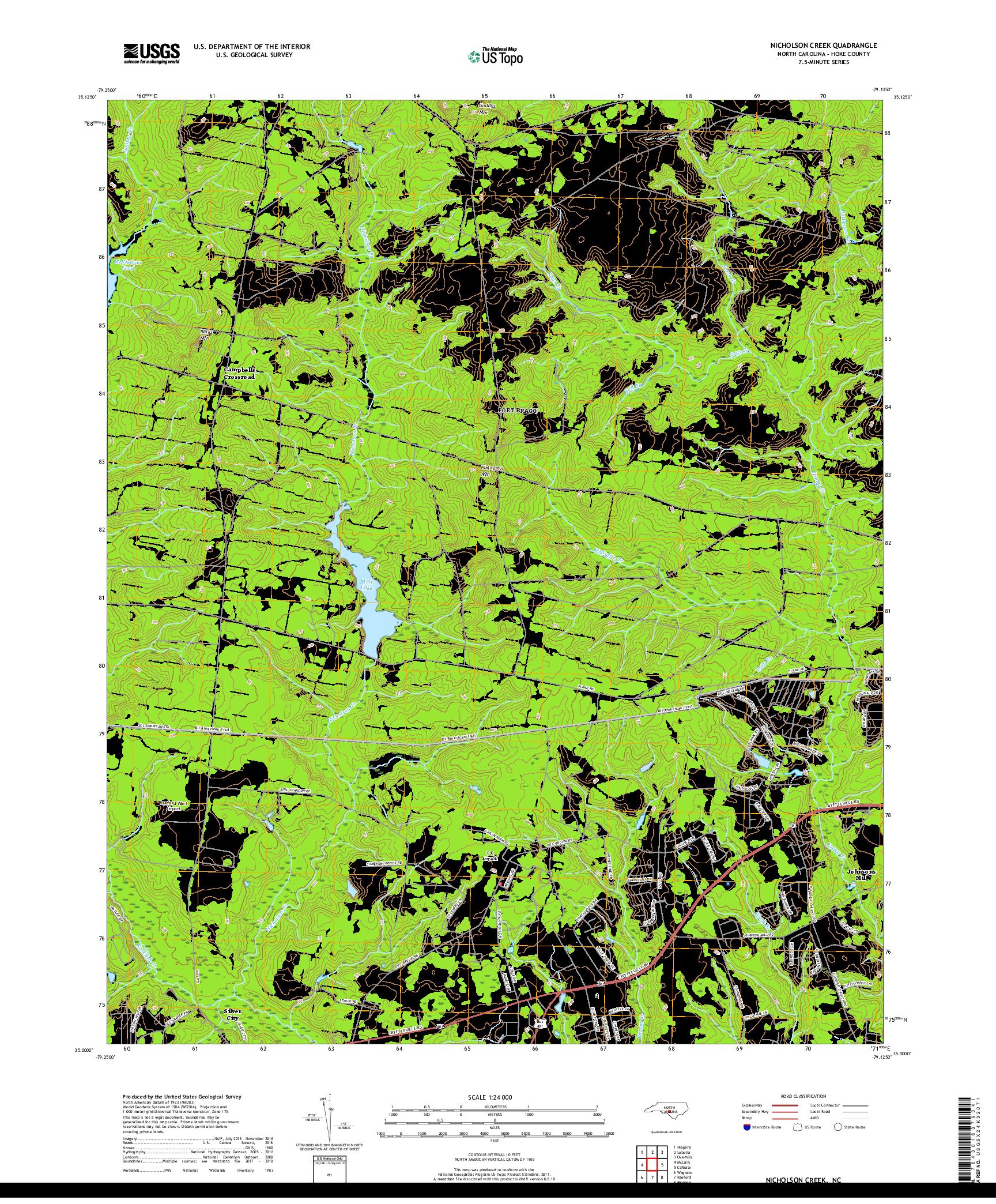 USGS US TOPO 7.5-MINUTE MAP FOR NICHOLSON CREEK, NC 2019