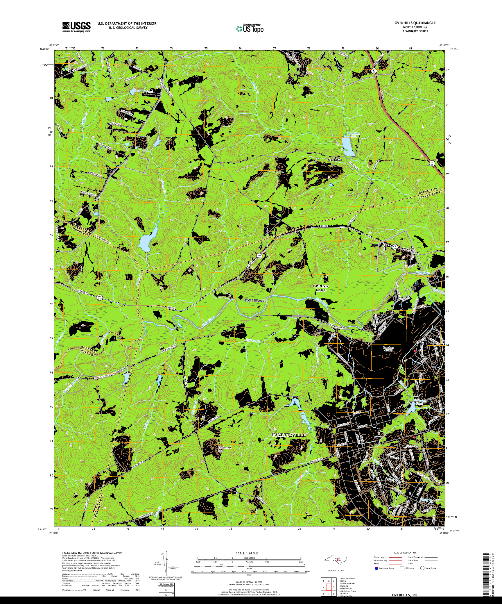 USGS US TOPO 7.5-MINUTE MAP FOR OVERHILLS, NC 2019