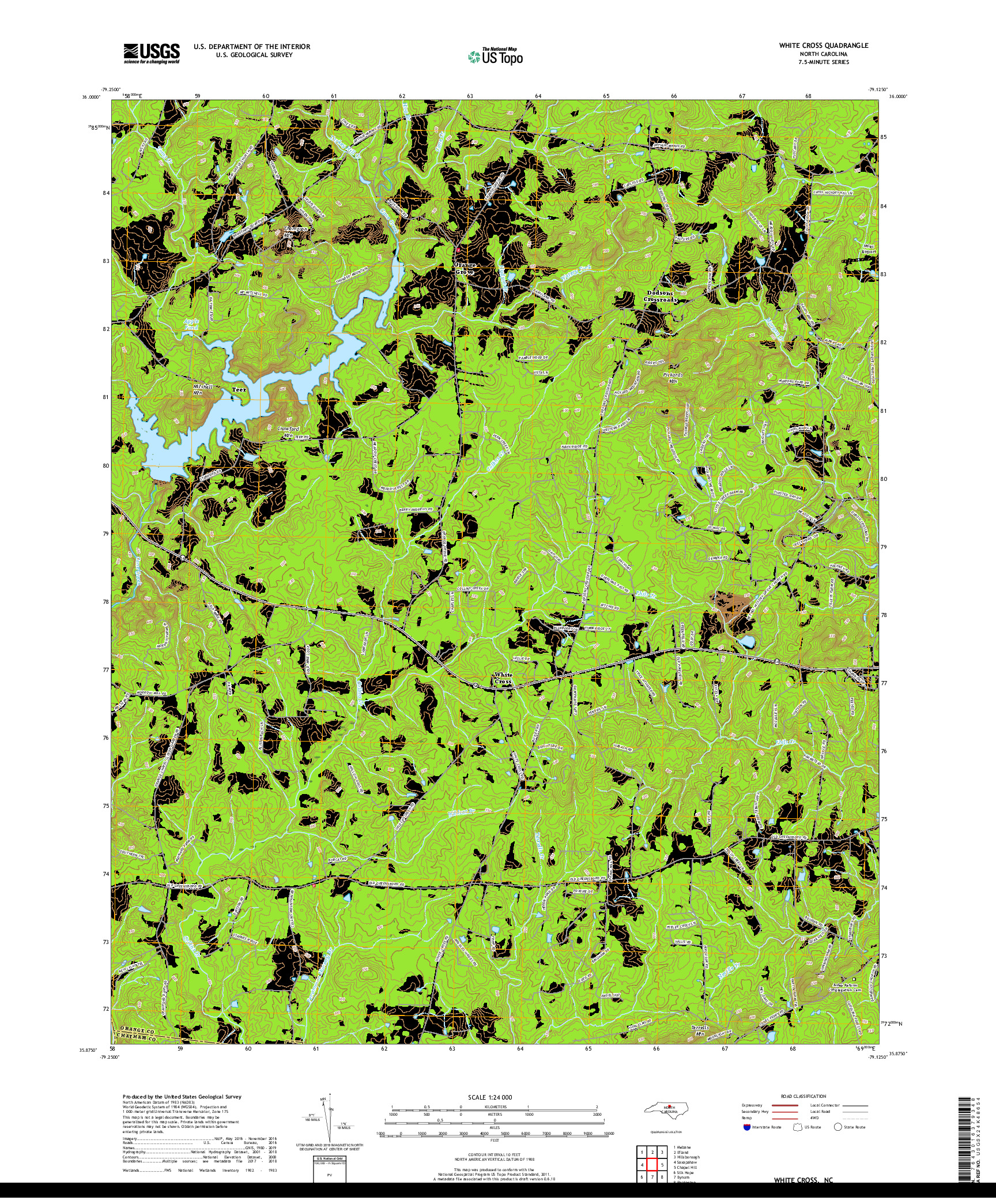 USGS US TOPO 7.5-MINUTE MAP FOR WHITE CROSS, NC 2019