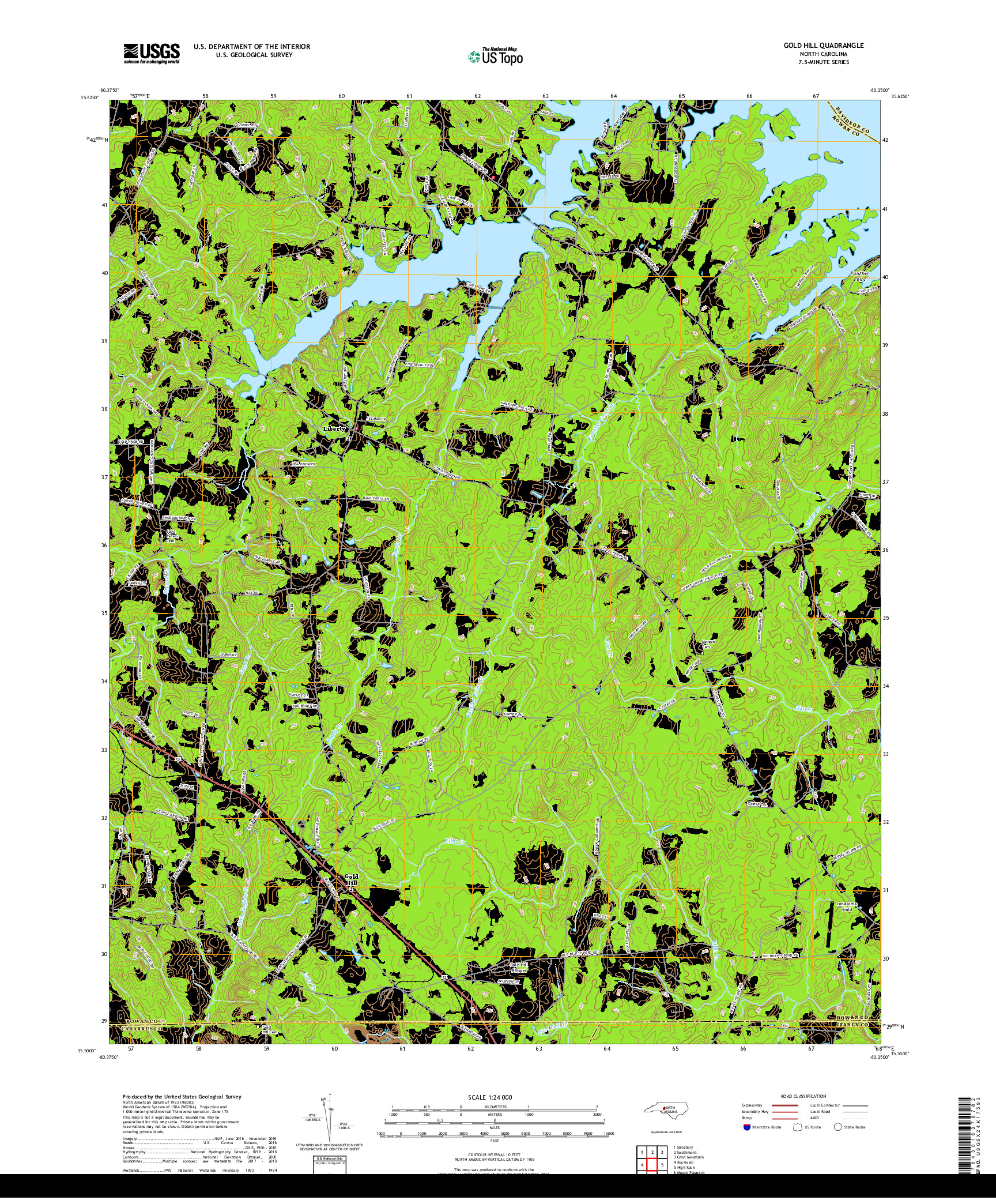 USGS US TOPO 7.5-MINUTE MAP FOR GOLD HILL, NC 2019