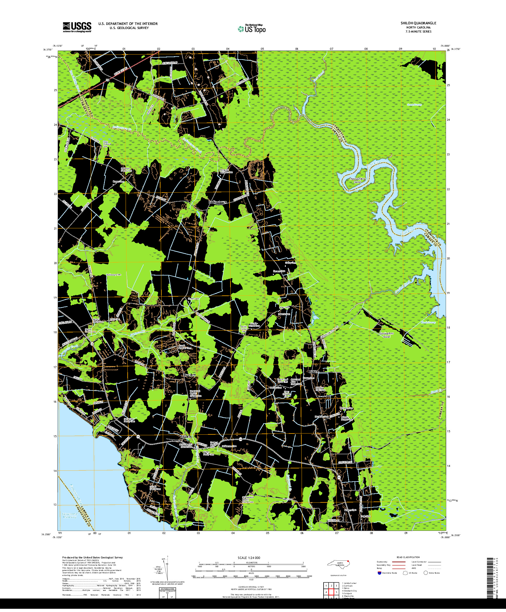 USGS US TOPO 7.5-MINUTE MAP FOR SHILOH, NC 2019