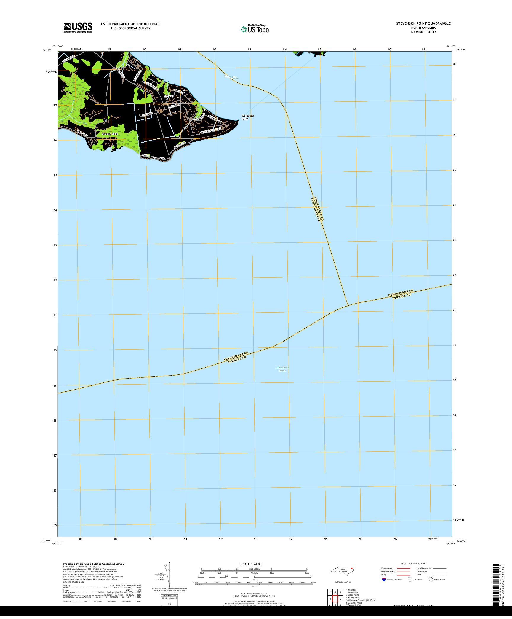 USGS US TOPO 7.5-MINUTE MAP FOR STEVENSON POINT, NC 2019