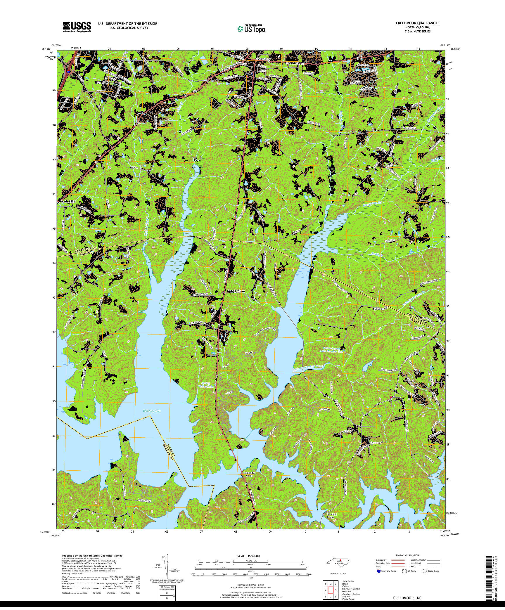 USGS US TOPO 7.5-MINUTE MAP FOR CREEDMOOR, NC 2019