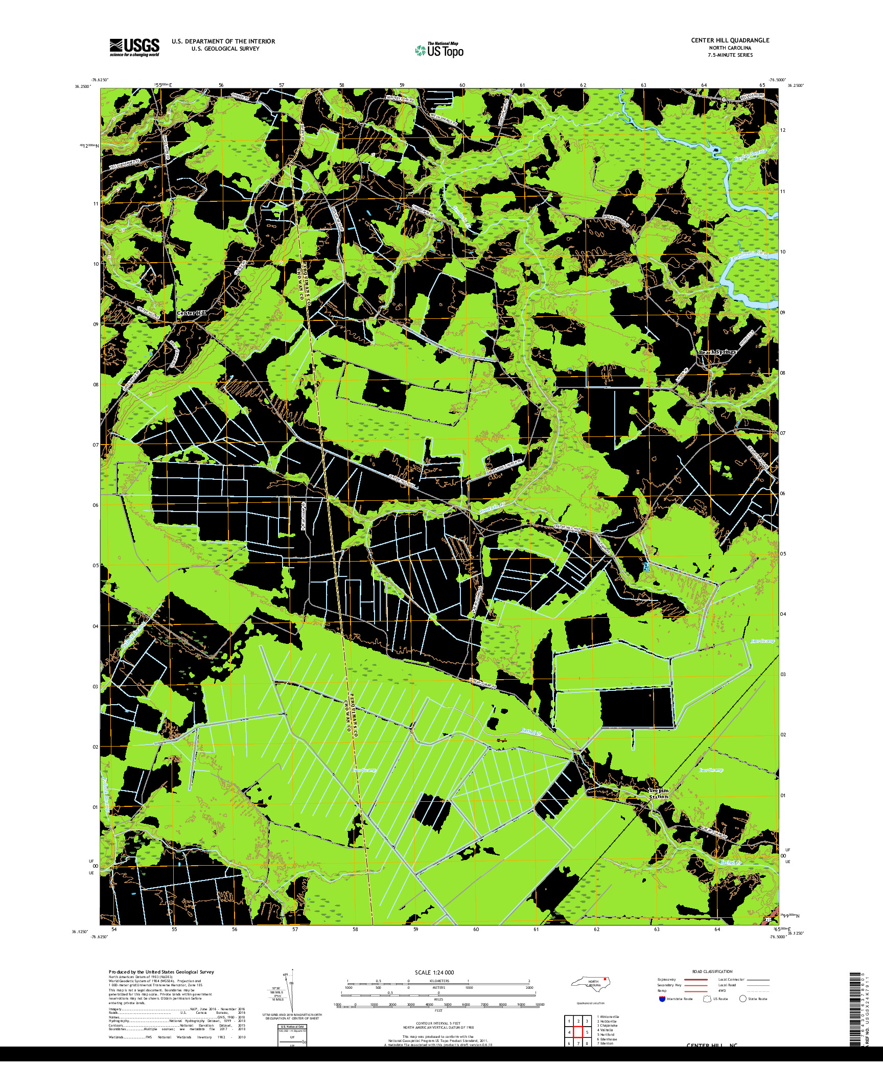 USGS US TOPO 7.5-MINUTE MAP FOR CENTER HILL, NC 2019