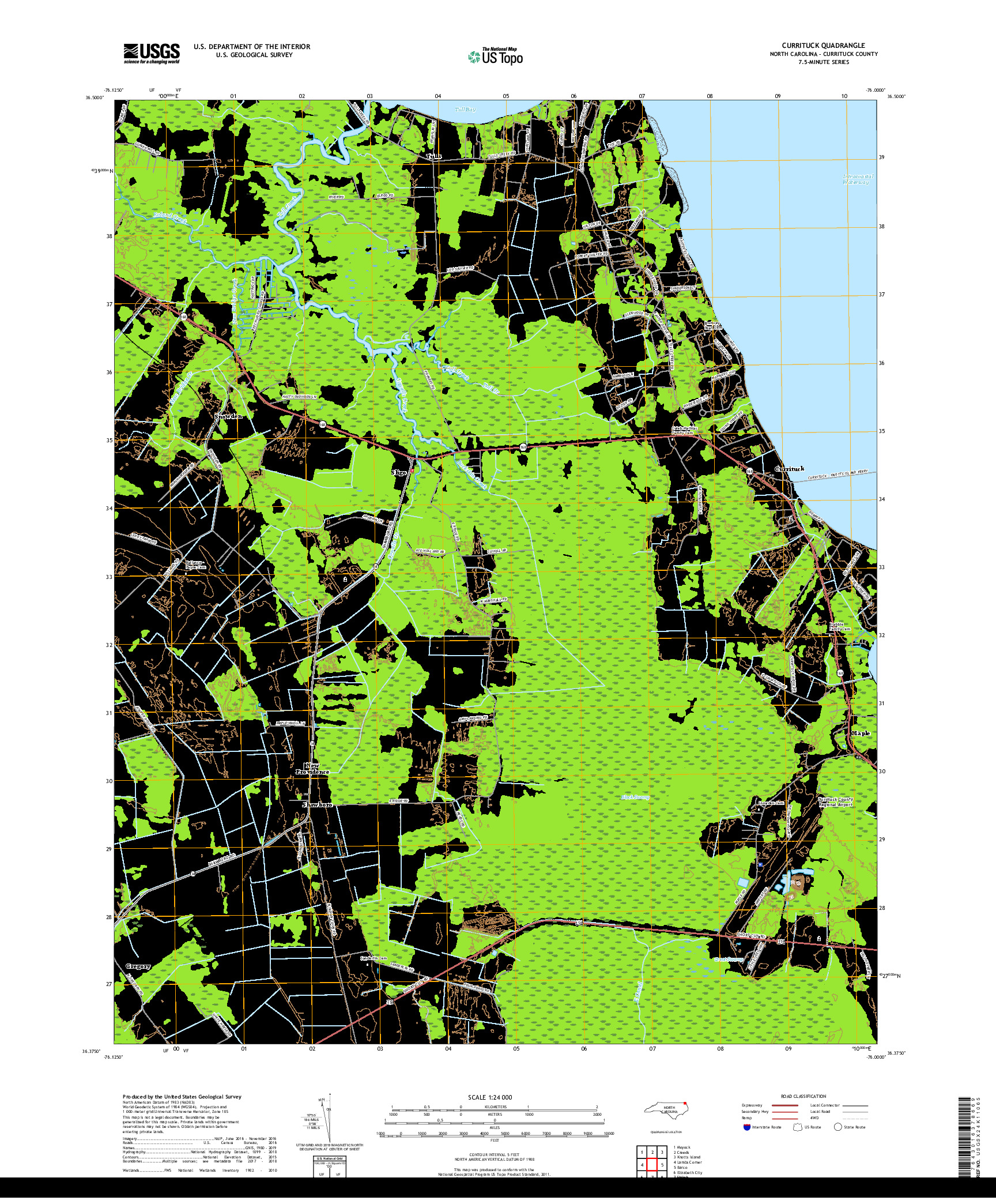 USGS US TOPO 7.5-MINUTE MAP FOR CURRITUCK, NC 2019