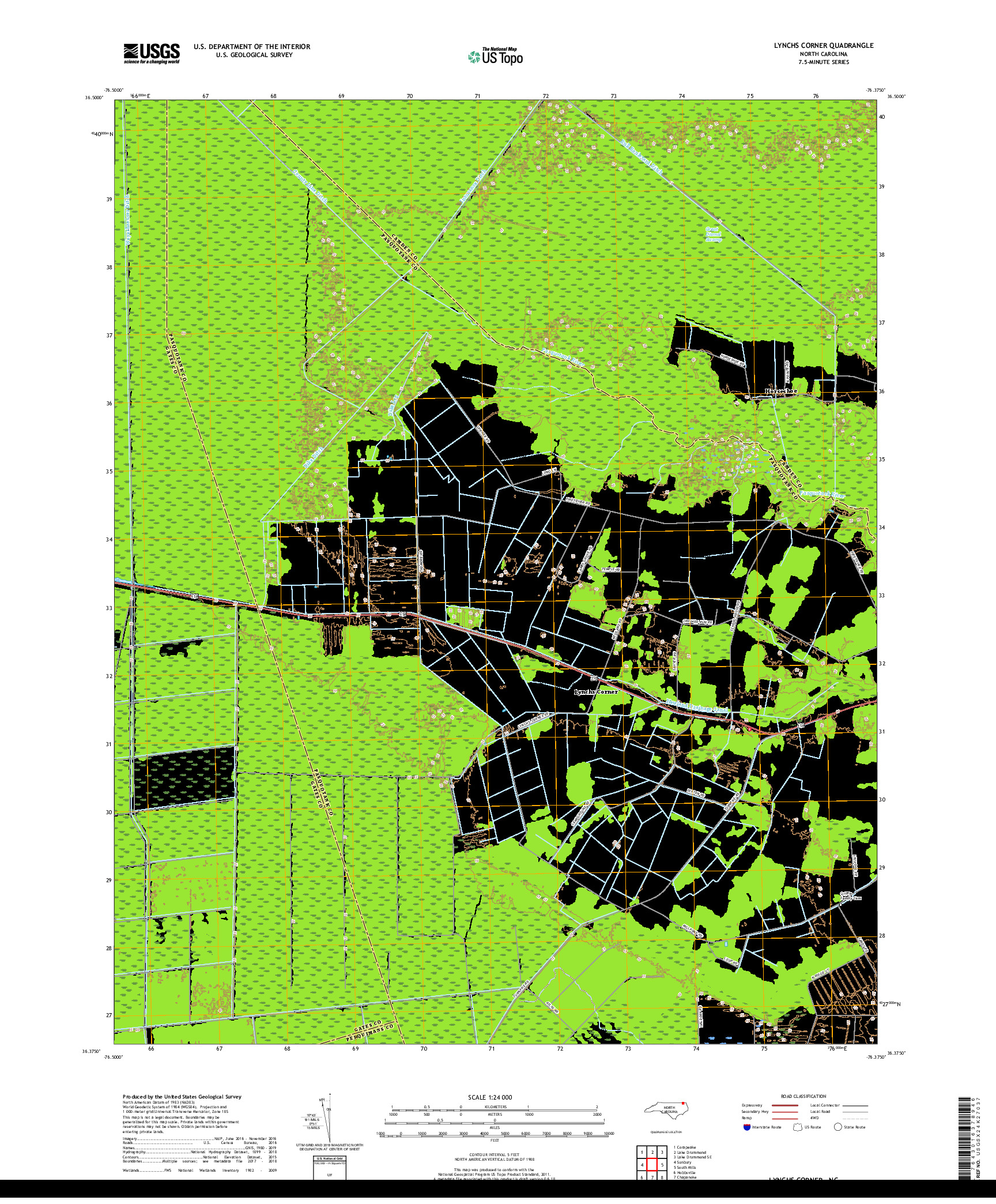 USGS US TOPO 7.5-MINUTE MAP FOR LYNCHS CORNER, NC 2019