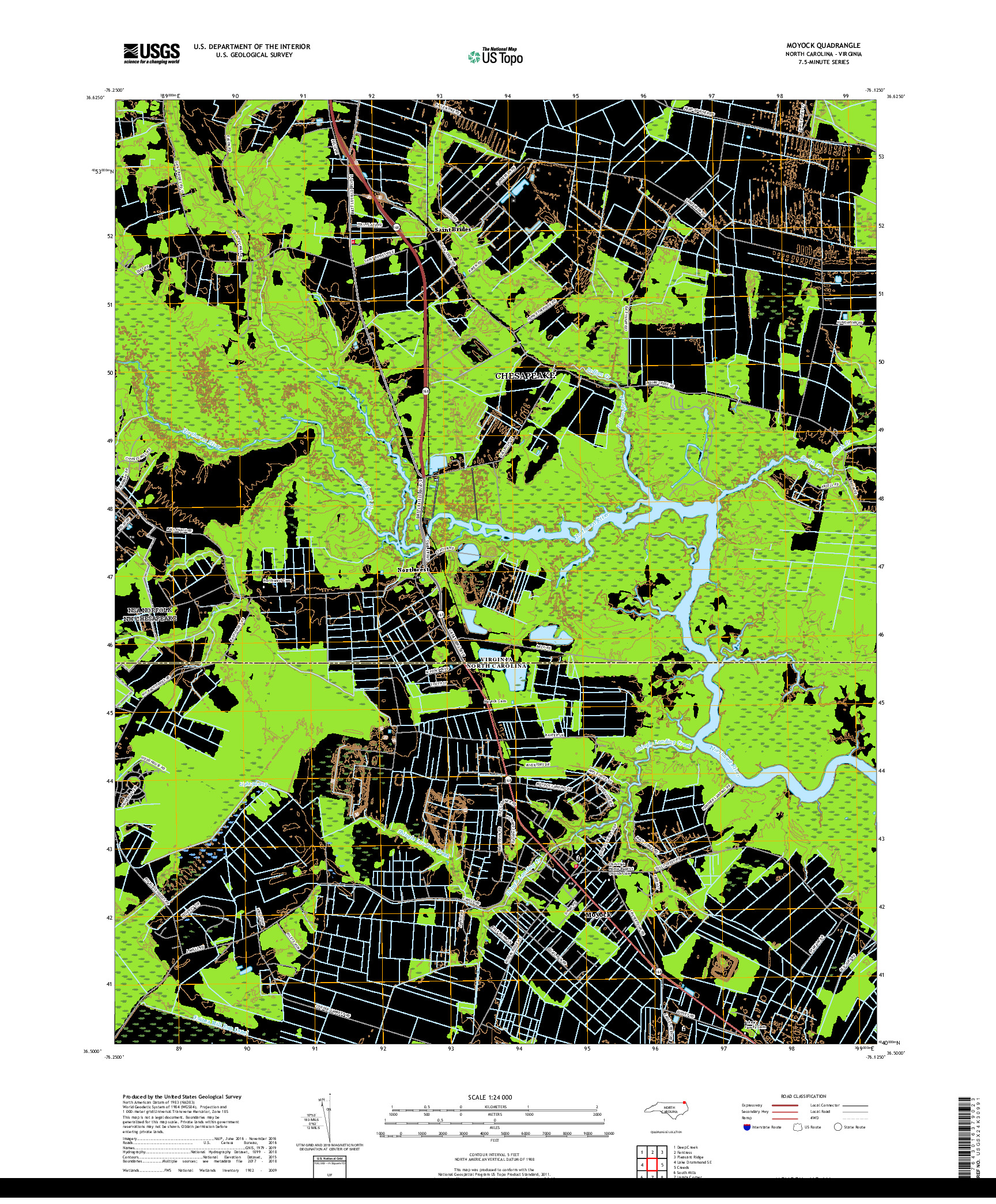 USGS US TOPO 7.5-MINUTE MAP FOR MOYOCK, NC,VA 2019