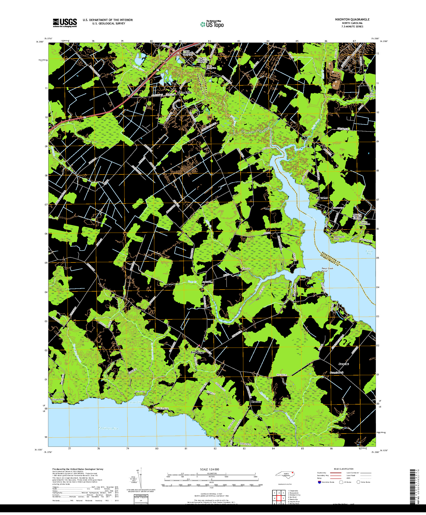 USGS US TOPO 7.5-MINUTE MAP FOR NIXONTON, NC 2019