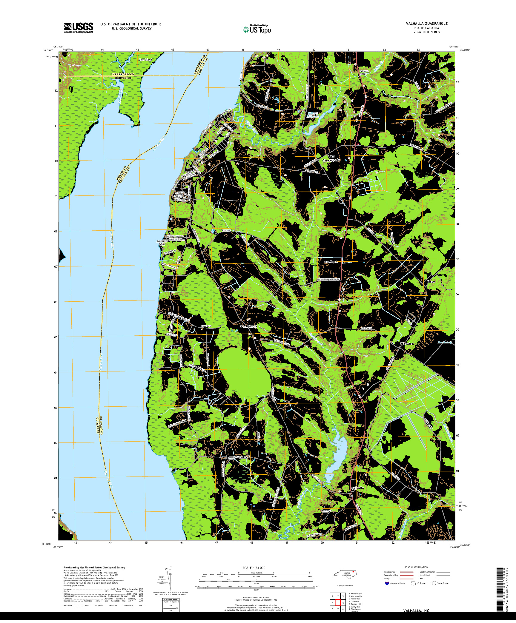 USGS US TOPO 7.5-MINUTE MAP FOR VALHALLA, NC 2019