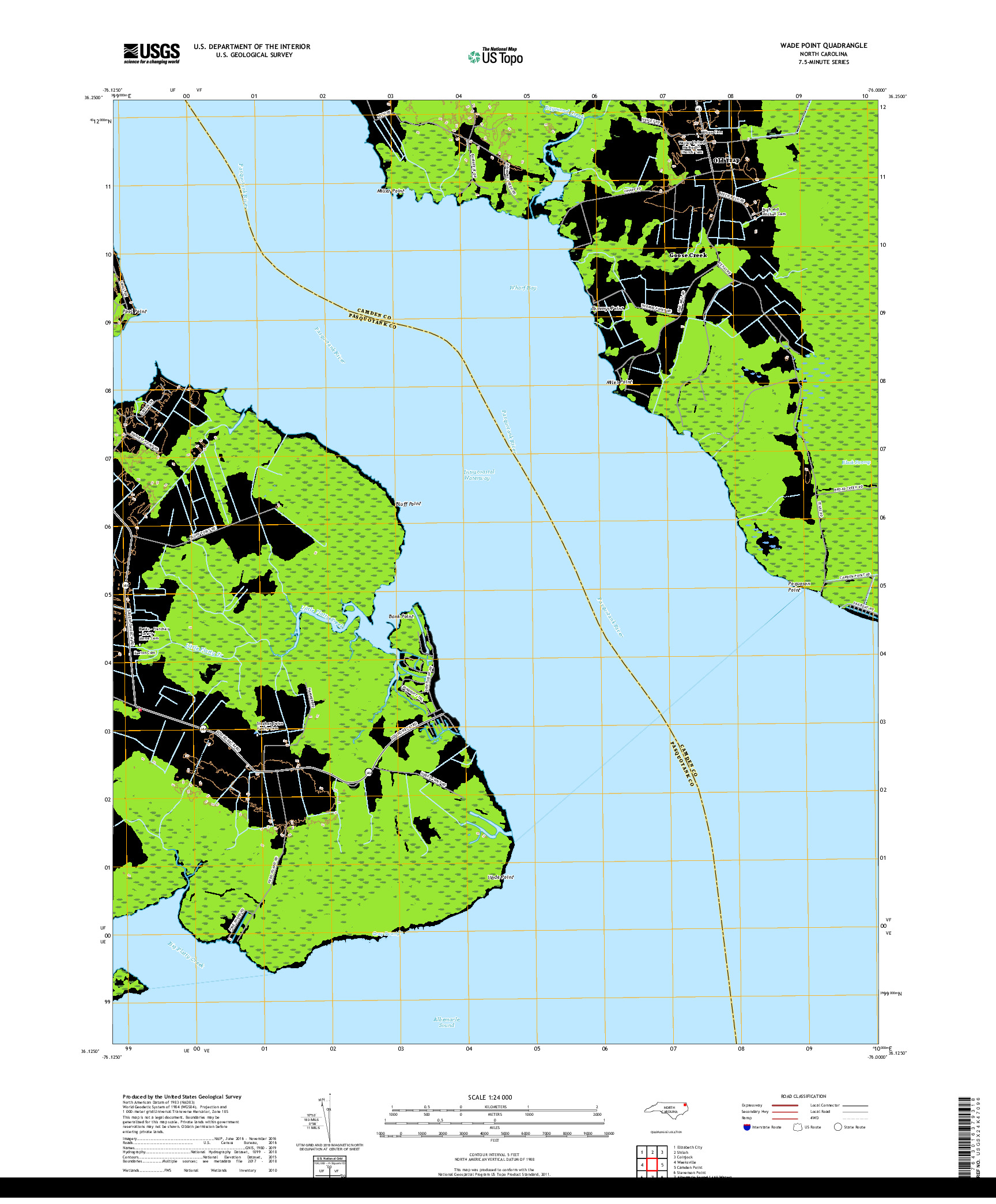 USGS US TOPO 7.5-MINUTE MAP FOR WADE POINT, NC 2019