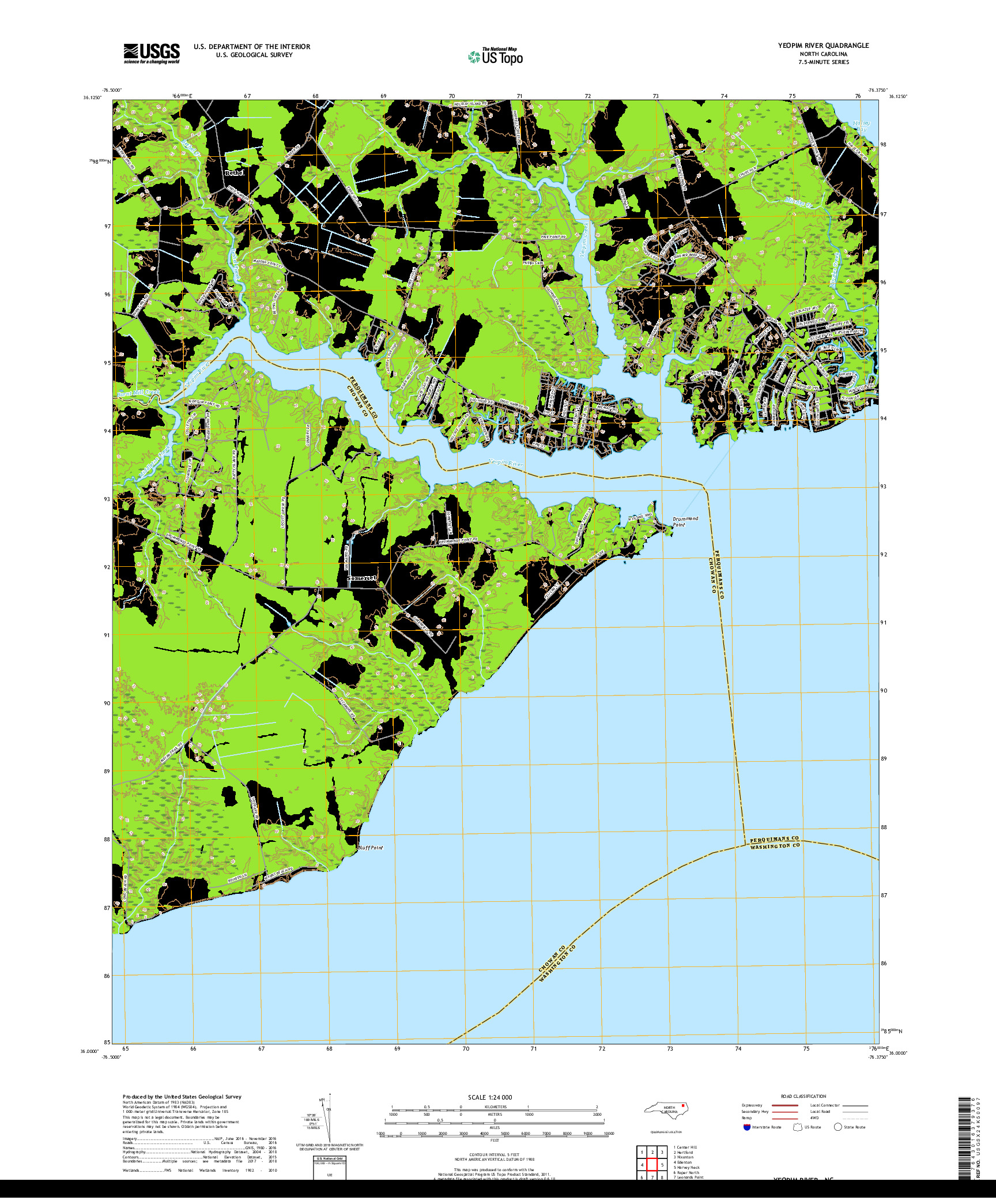 USGS US TOPO 7.5-MINUTE MAP FOR YEOPIM RIVER, NC 2019