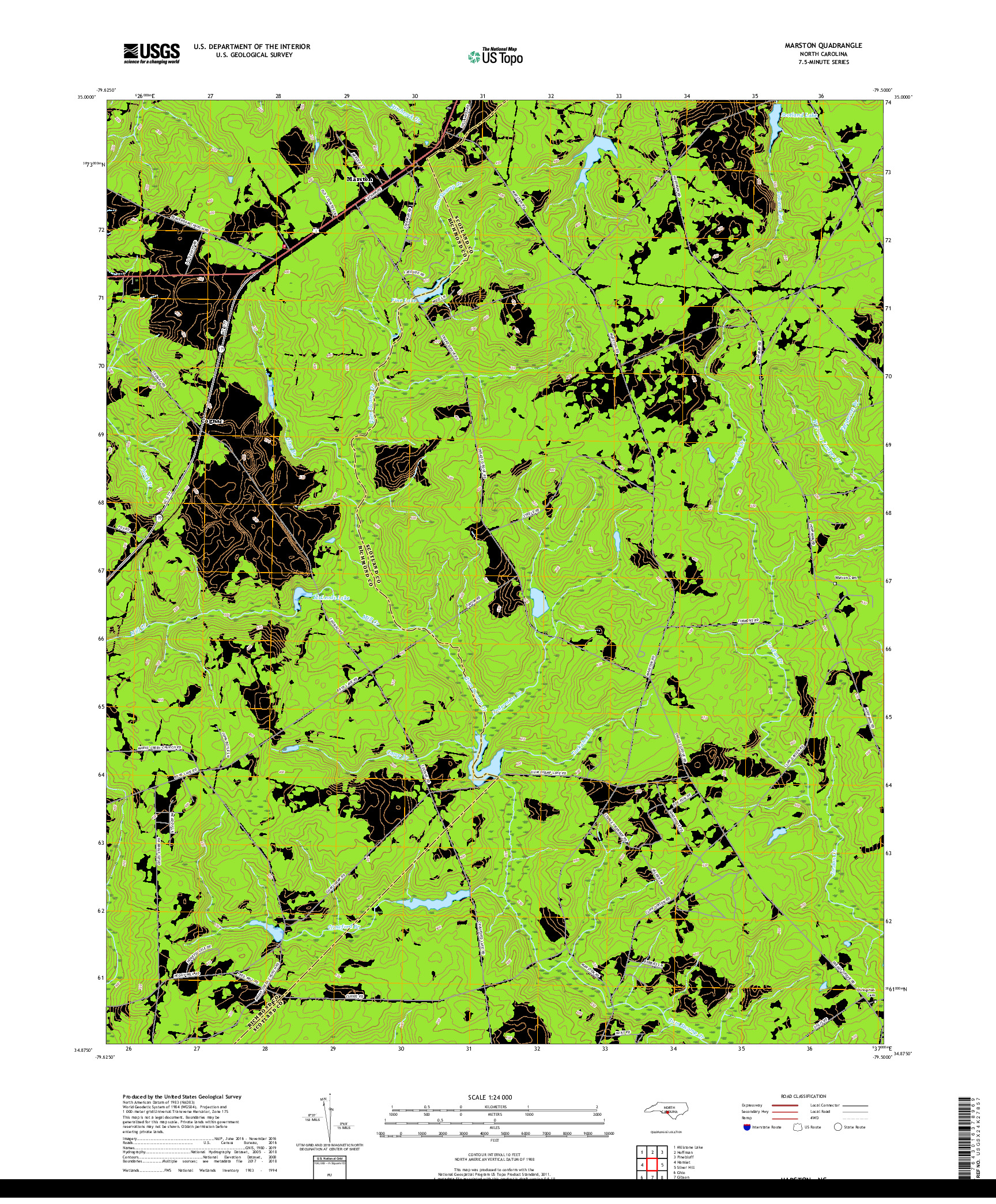 USGS US TOPO 7.5-MINUTE MAP FOR MARSTON, NC 2019